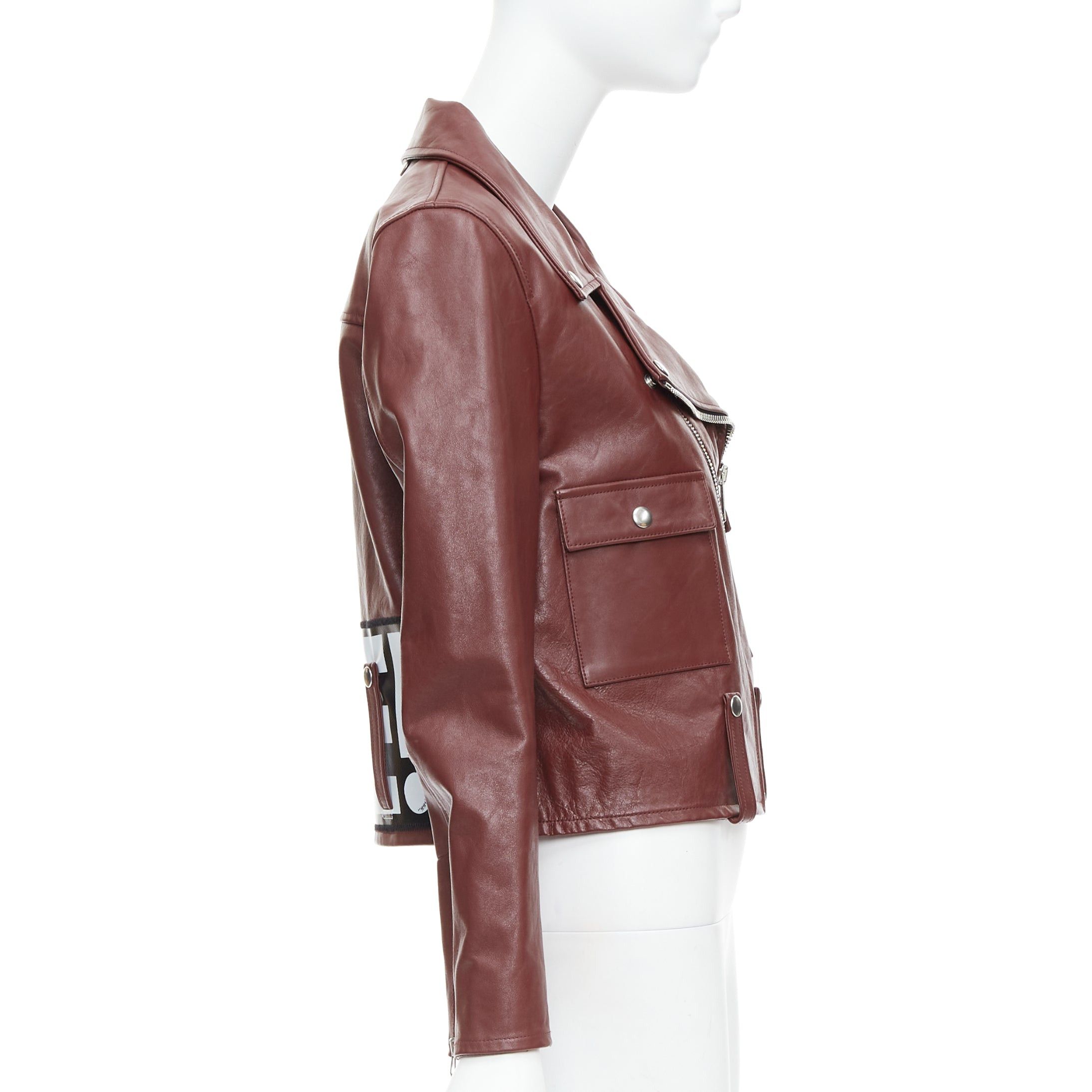 Golden Goose GOLDEN GOOSE Life burgundy calfskin leather cropped biker jacket M Size M / US 6-8 / IT 42-44 - 5 Thumbnail