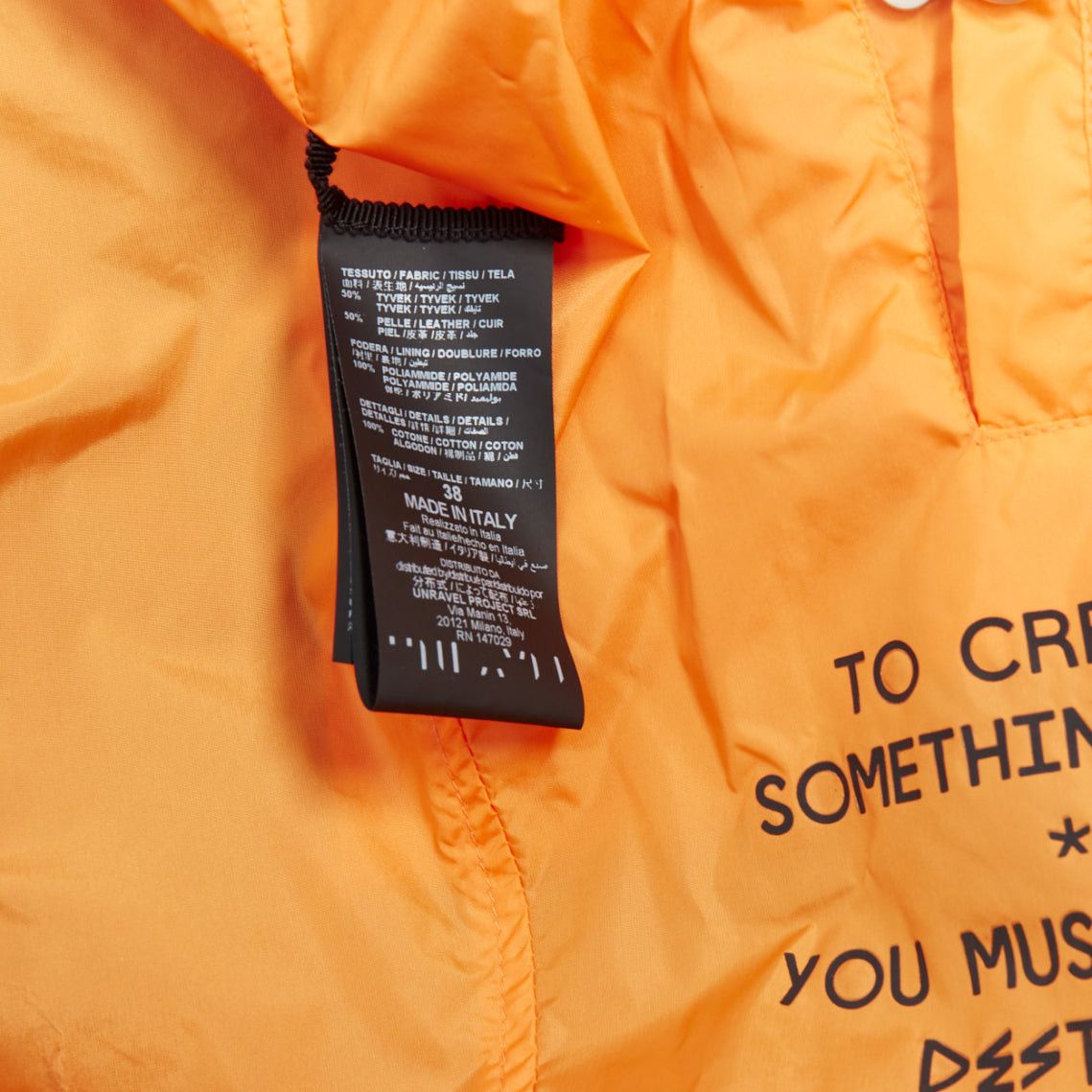Unravel Project UNRAVELPROJECT red leather tyvek orange nylon lined bomber jacket IT38 XS Size M / US 6-8 / IT 42-44 - 9 Thumbnail