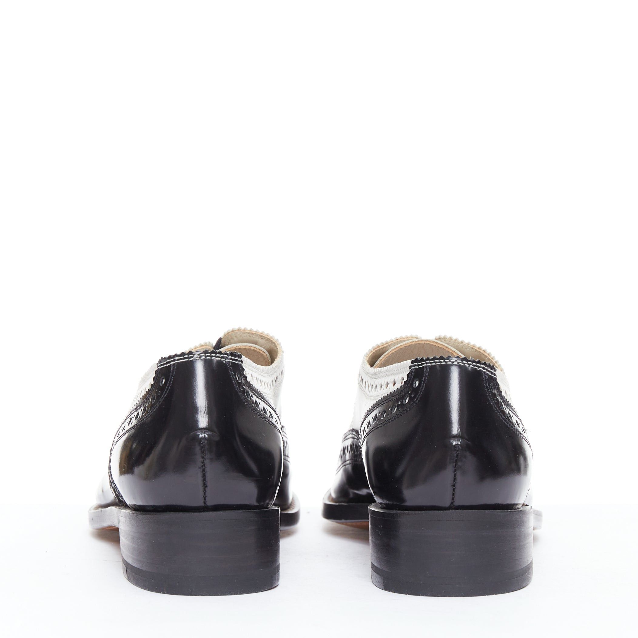 Robert Clergerie ROBERT CLERGERIE black white leather bicolor derby brogue UK7 EU40 Size US 7 / IT 37 - 5 Thumbnail
