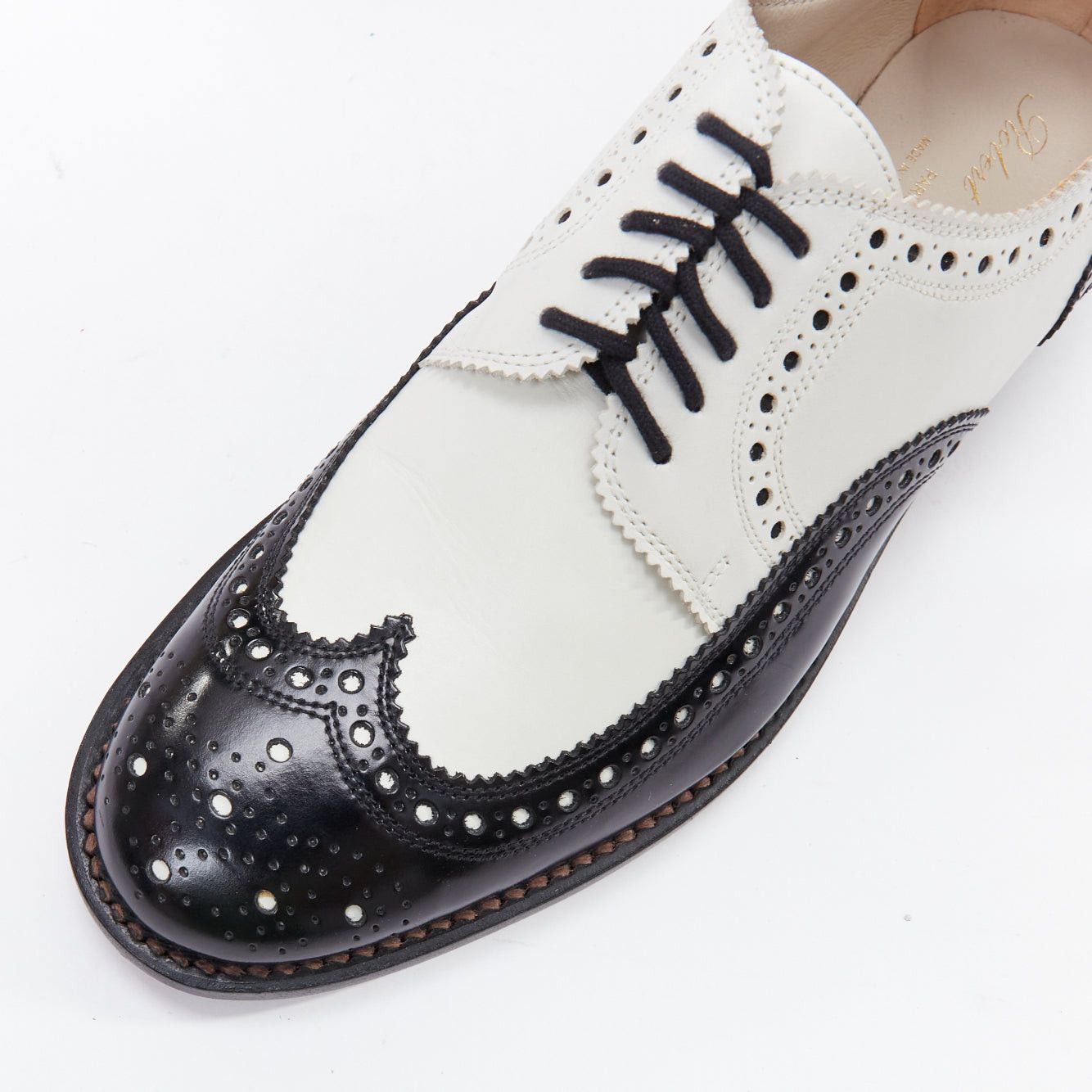 Robert Clergerie ROBERT CLERGERIE black white leather bicolor derby brogue UK7 EU40 Size US 7 / IT 37 - 7 Thumbnail