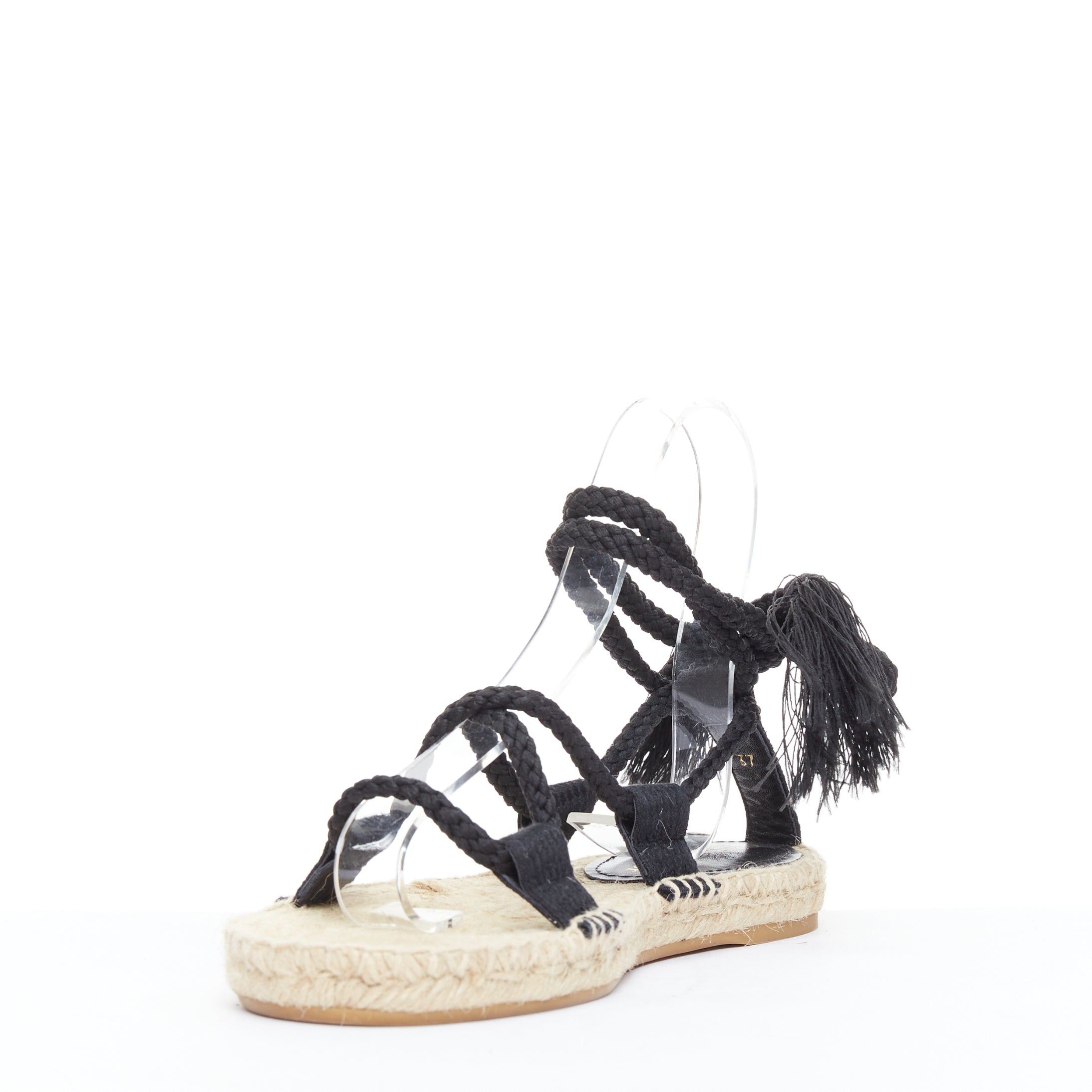 Dior DIOR 2020 Diorexpress black embroidered cotton rope tie jute sandals EU37 Size US 7 / IT 37 - 4 Thumbnail