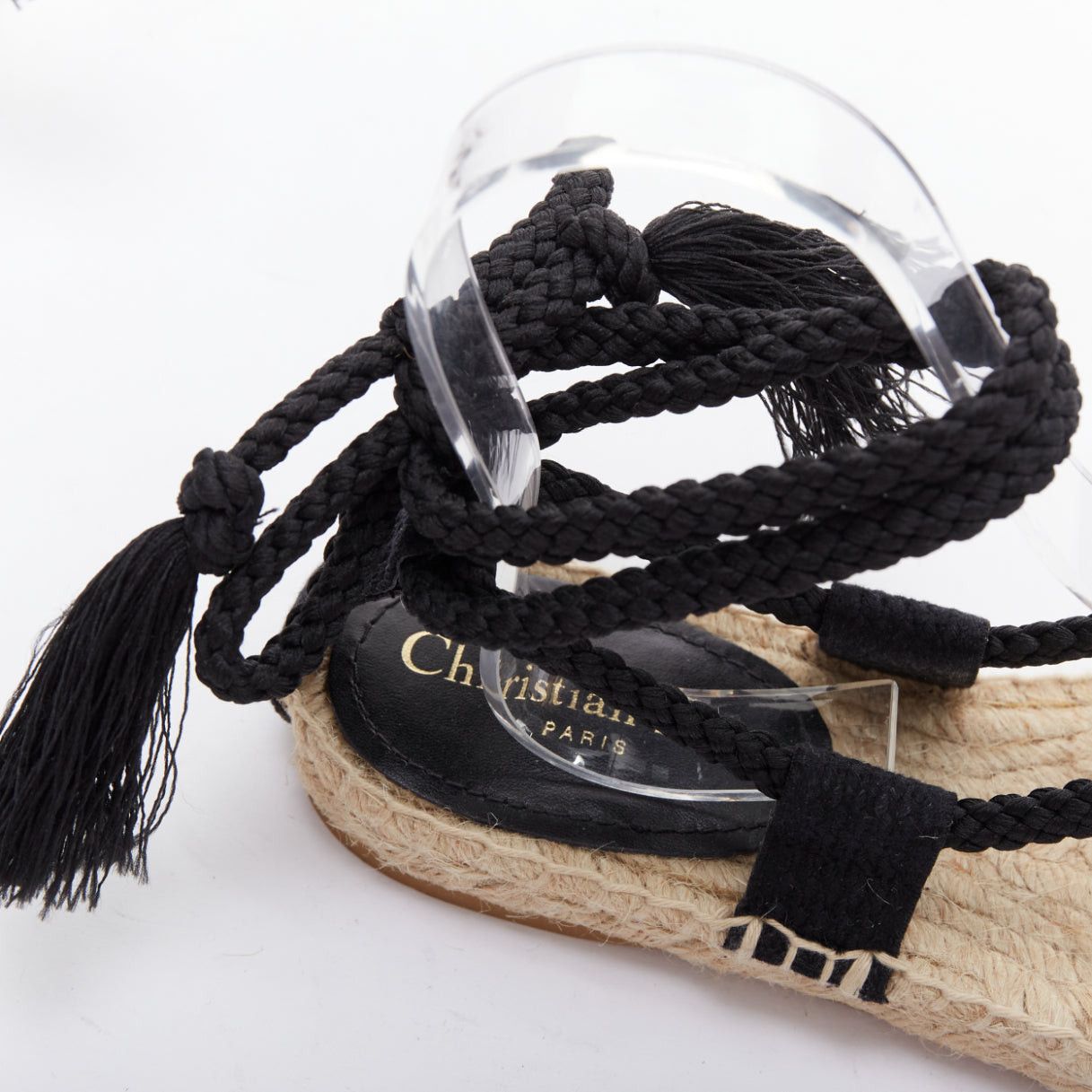 Dior DIOR 2020 Diorexpress black embroidered cotton rope tie jute sandals EU37 Size US 7 / IT 37 - 7 Thumbnail