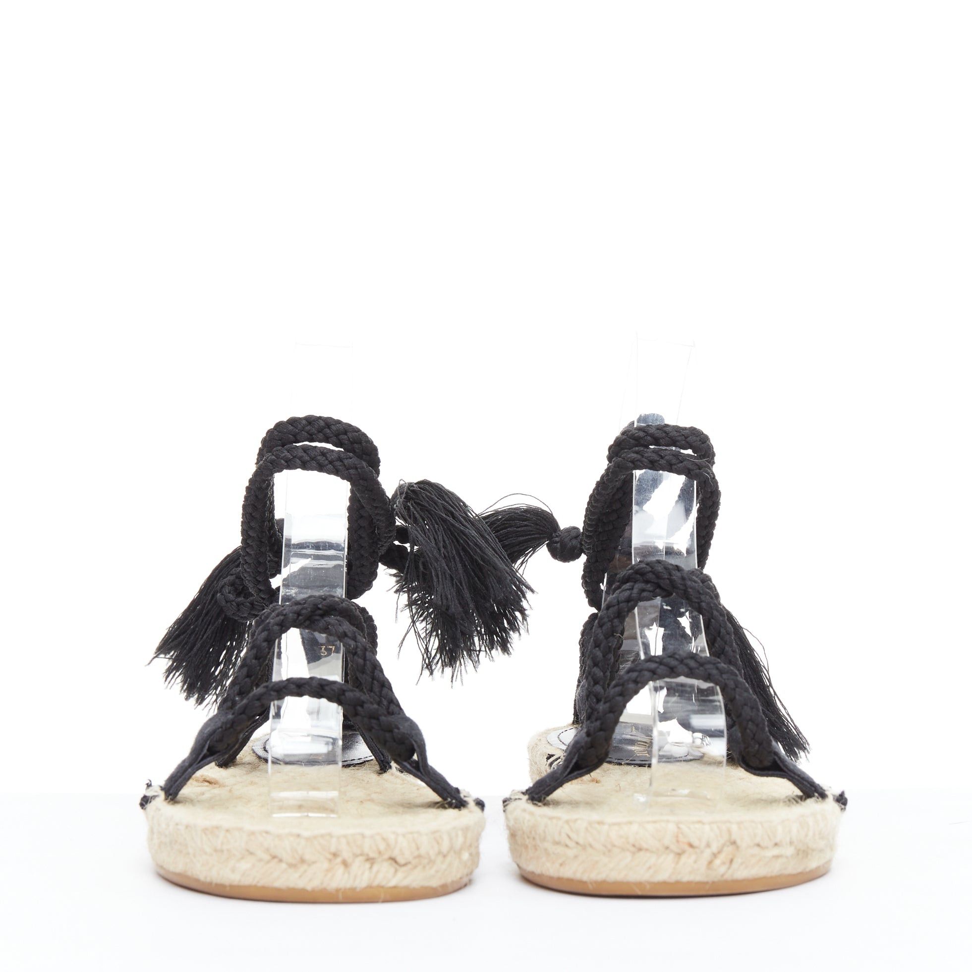 Dior DIOR 2020 Diorexpress black embroidered cotton rope tie jute sandals EU37 Size US 7 / IT 37 - 3 Thumbnail