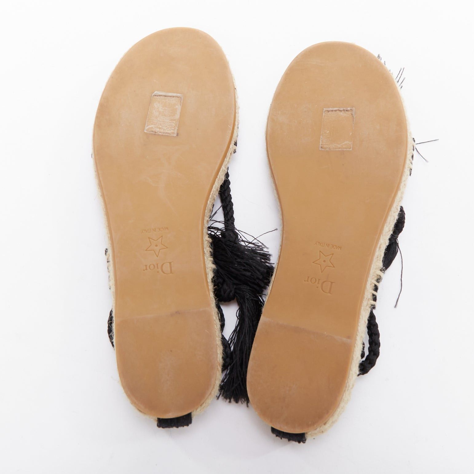 Dior DIOR 2020 Diorexpress black embroidered cotton rope tie jute sandals EU37 Size US 7 / IT 37 - 11 Thumbnail