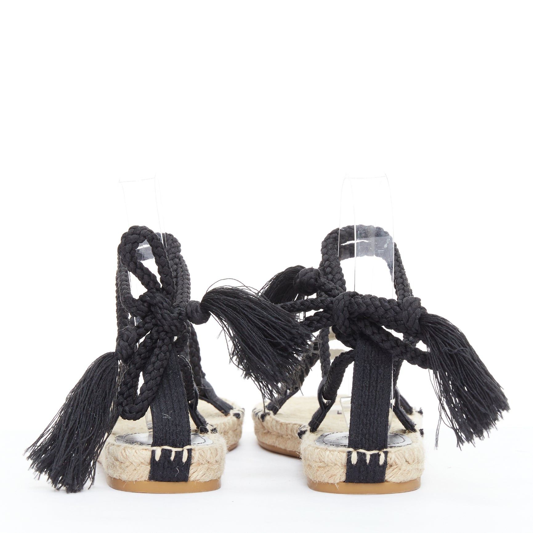 Dior DIOR 2020 Diorexpress black embroidered cotton rope tie jute sandals EU37 Size US 7 / IT 37 - 5 Thumbnail