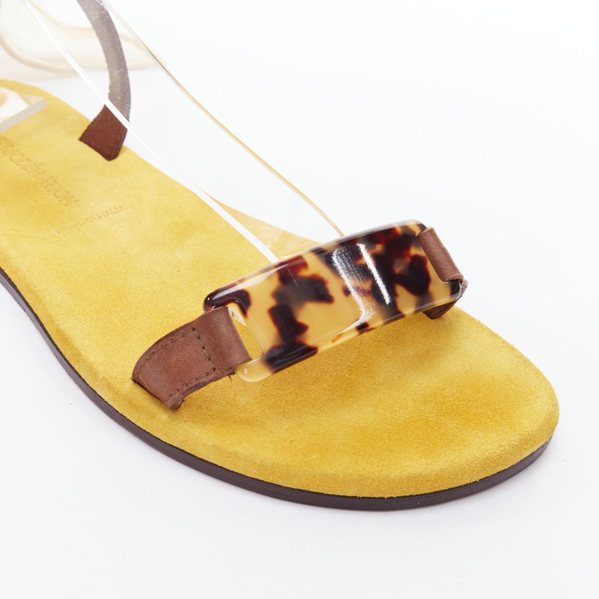 Other AVEC MODERATION yellow cream silky scarf tie acrylic flat sandals EU37 Size US 7 / IT 37 - 8 Thumbnail