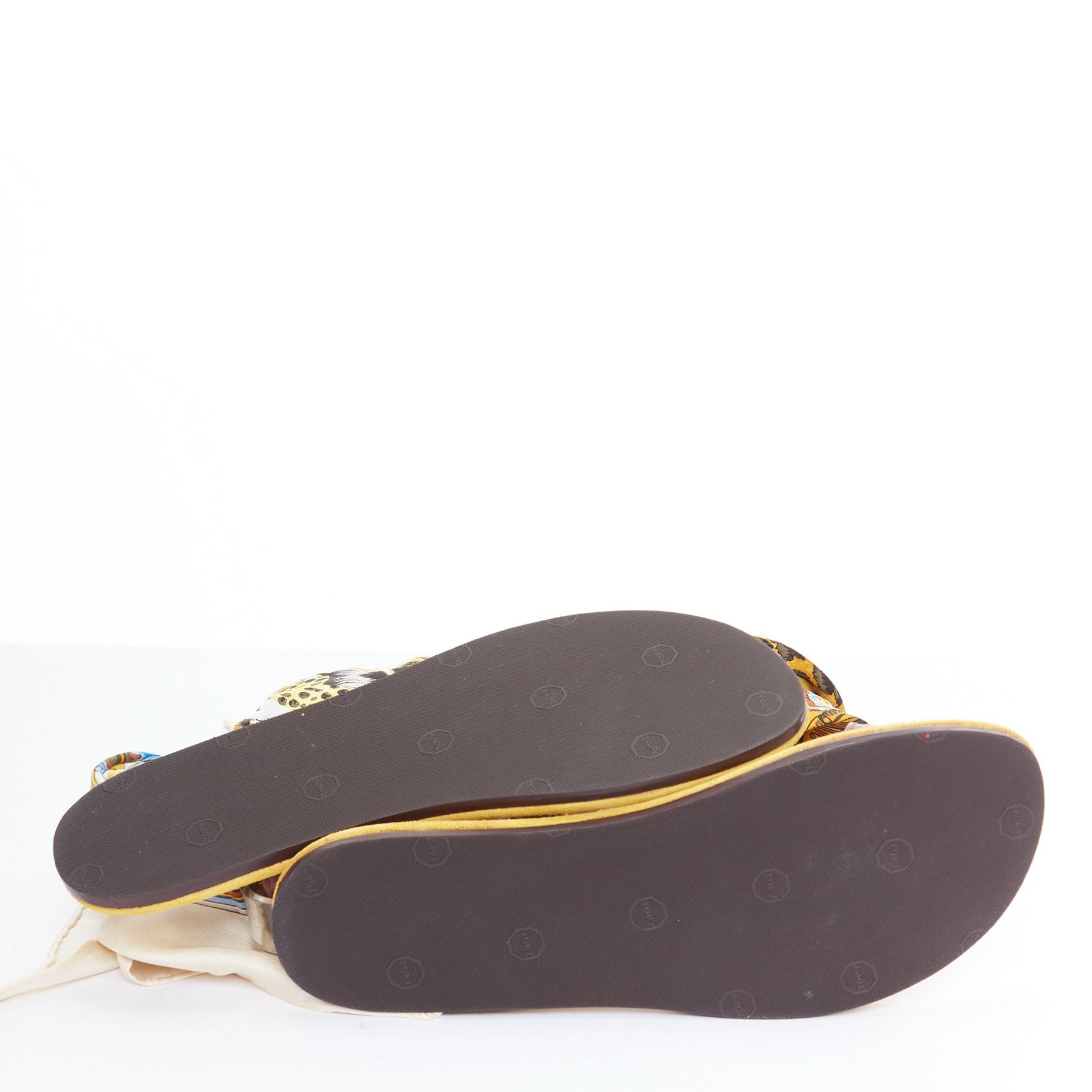 Other AVEC MODERATION yellow cream silky scarf tie acrylic flat sandals EU37 Size US 7 / IT 37 - 11 Thumbnail