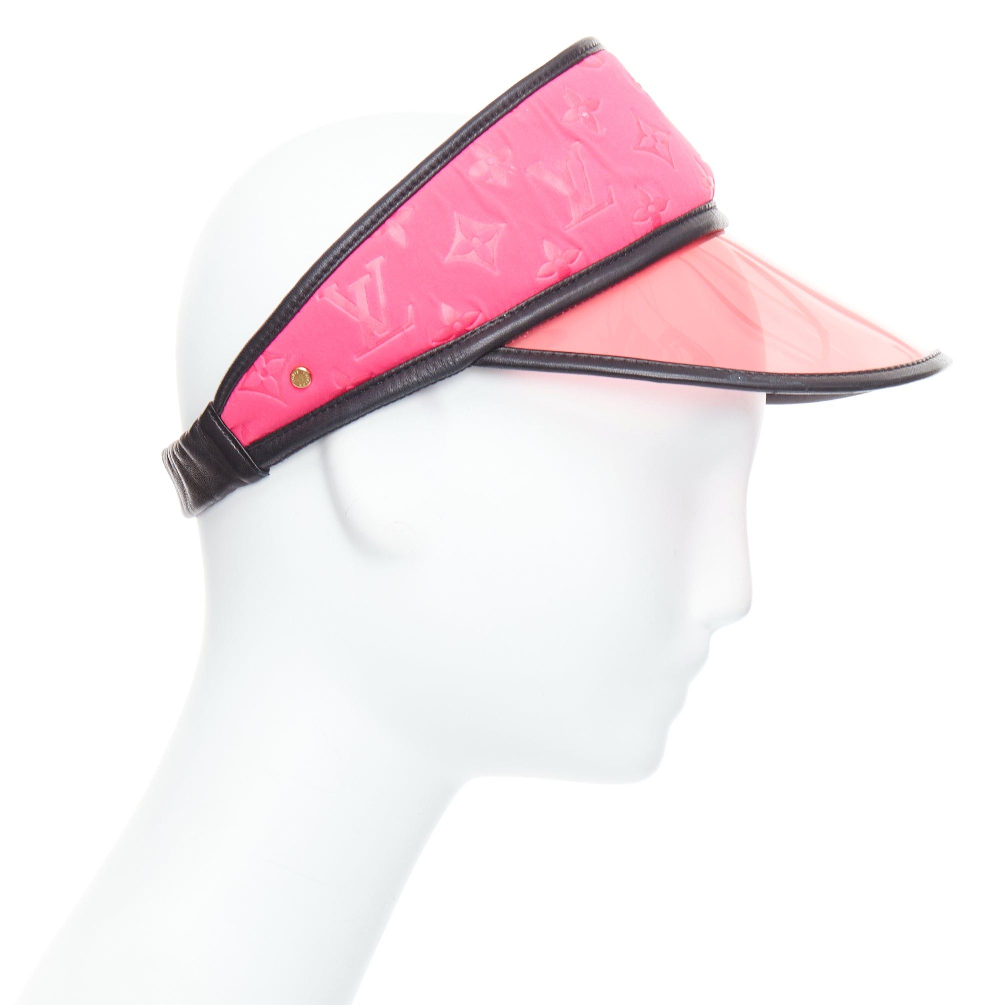 Louis Vuitton LOUIS VUITTON pink neoprene LV monogram PVC leather trim visor Size ONE SIZE - 4 Thumbnail