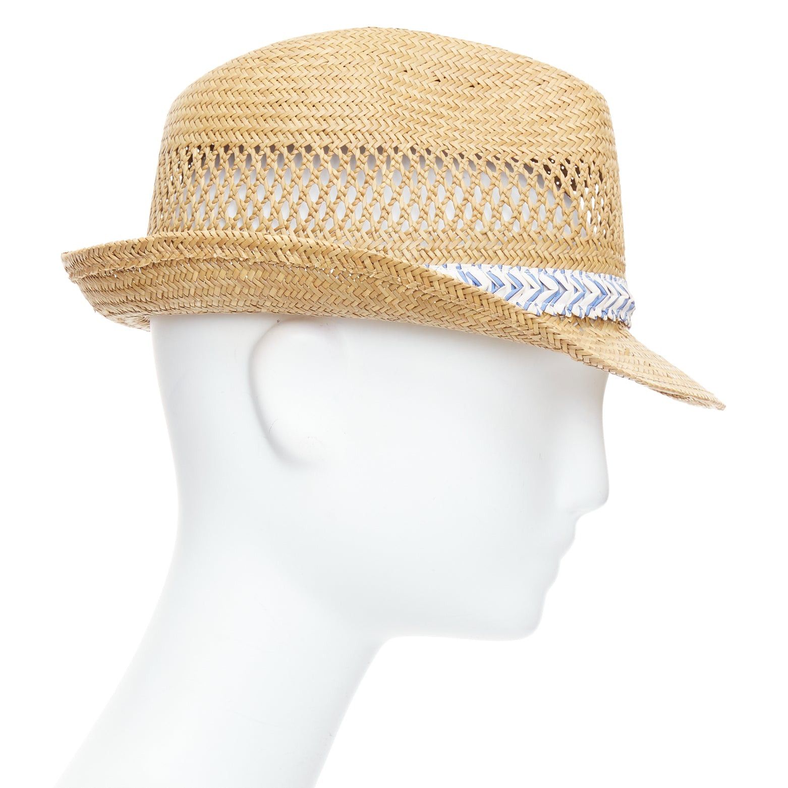 Comme des Garcons COMME DES GARCONS SHIRT 100% vegetable straw tan ribbon trim fedora hat Size ONE SIZE - 4 Thumbnail