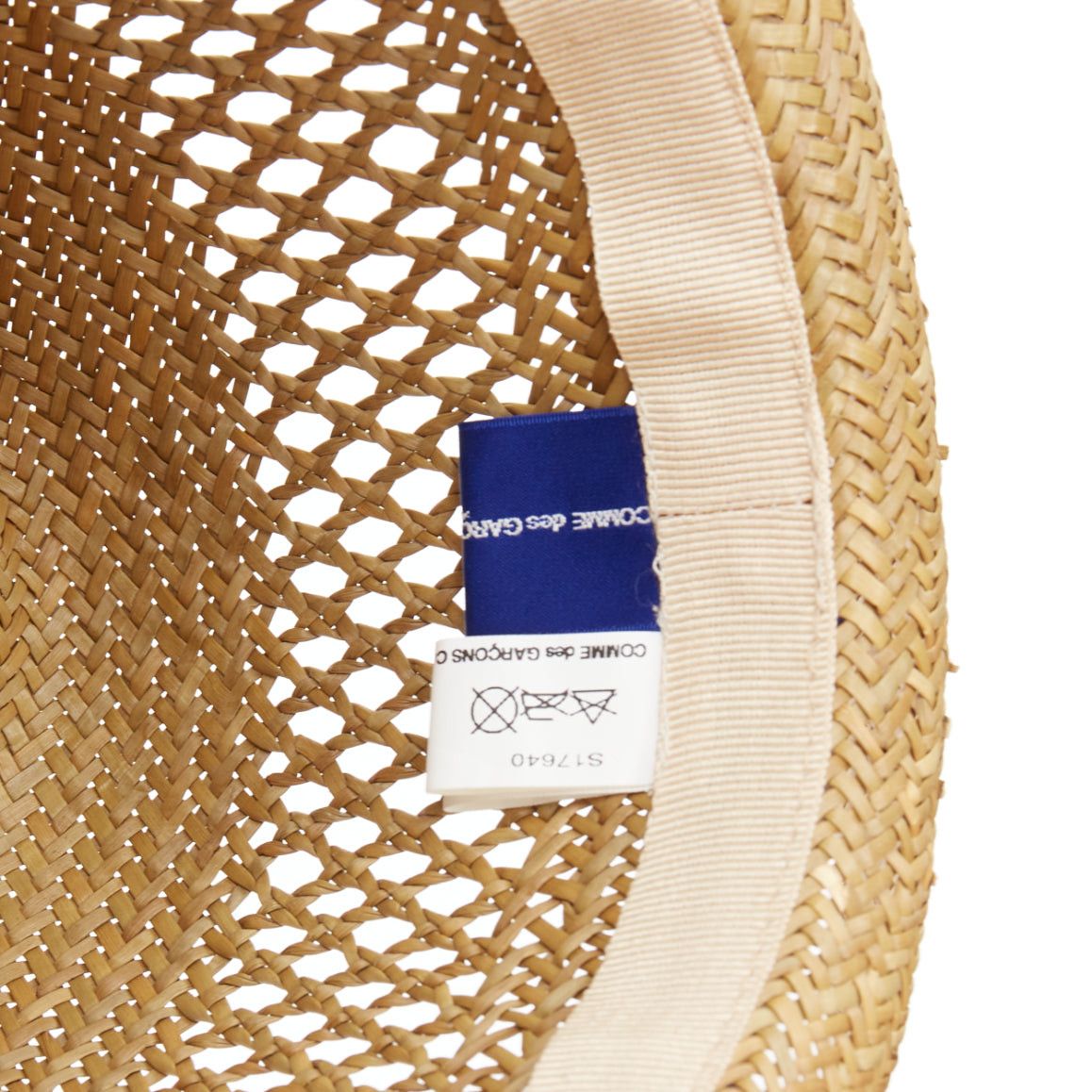 Comme des Garcons COMME DES GARCONS SHIRT 100% vegetable straw tan ribbon trim fedora hat Size ONE SIZE - 8 Thumbnail