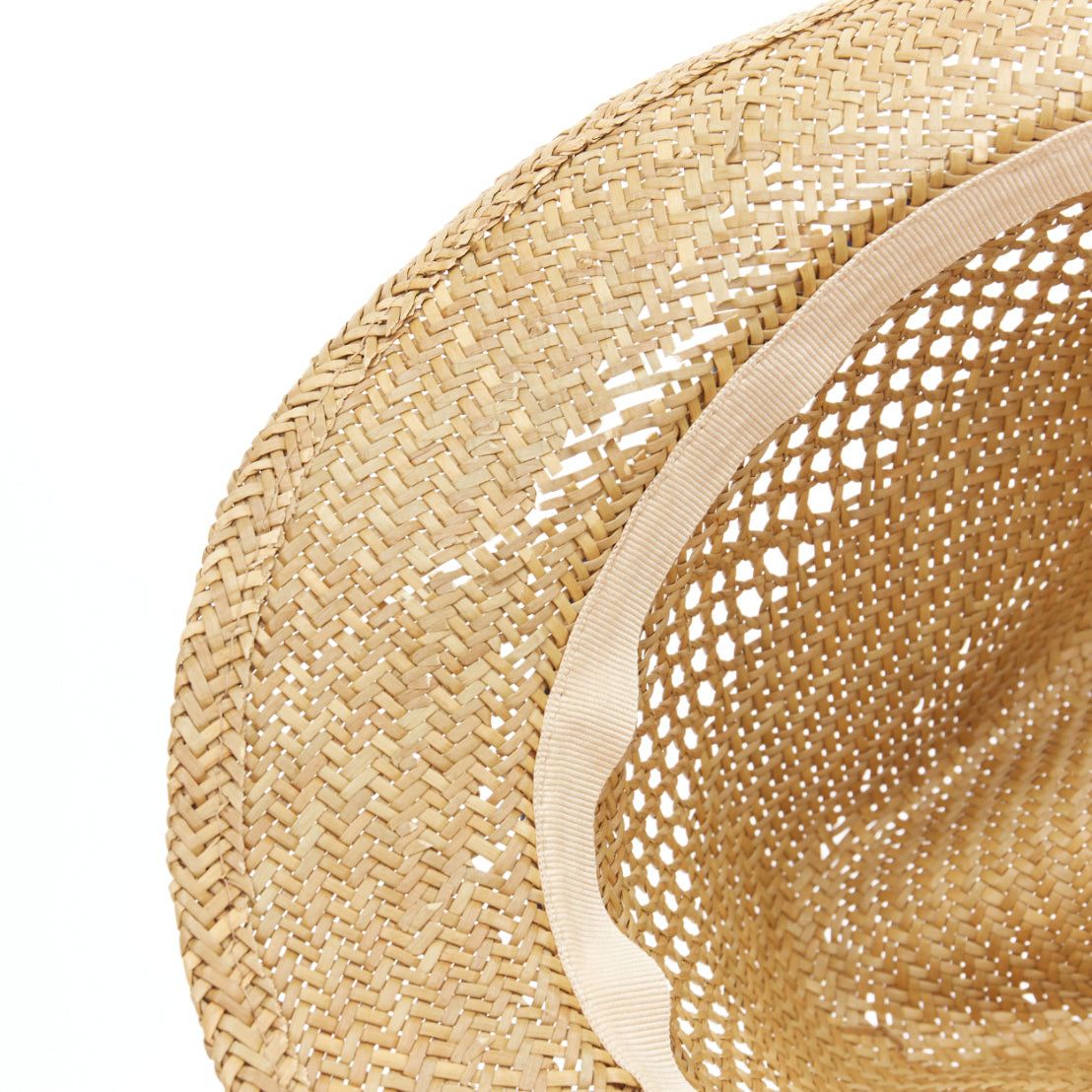 Comme des Garcons COMME DES GARCONS SHIRT 100% vegetable straw tan ribbon trim fedora hat Size ONE SIZE - 9 Thumbnail