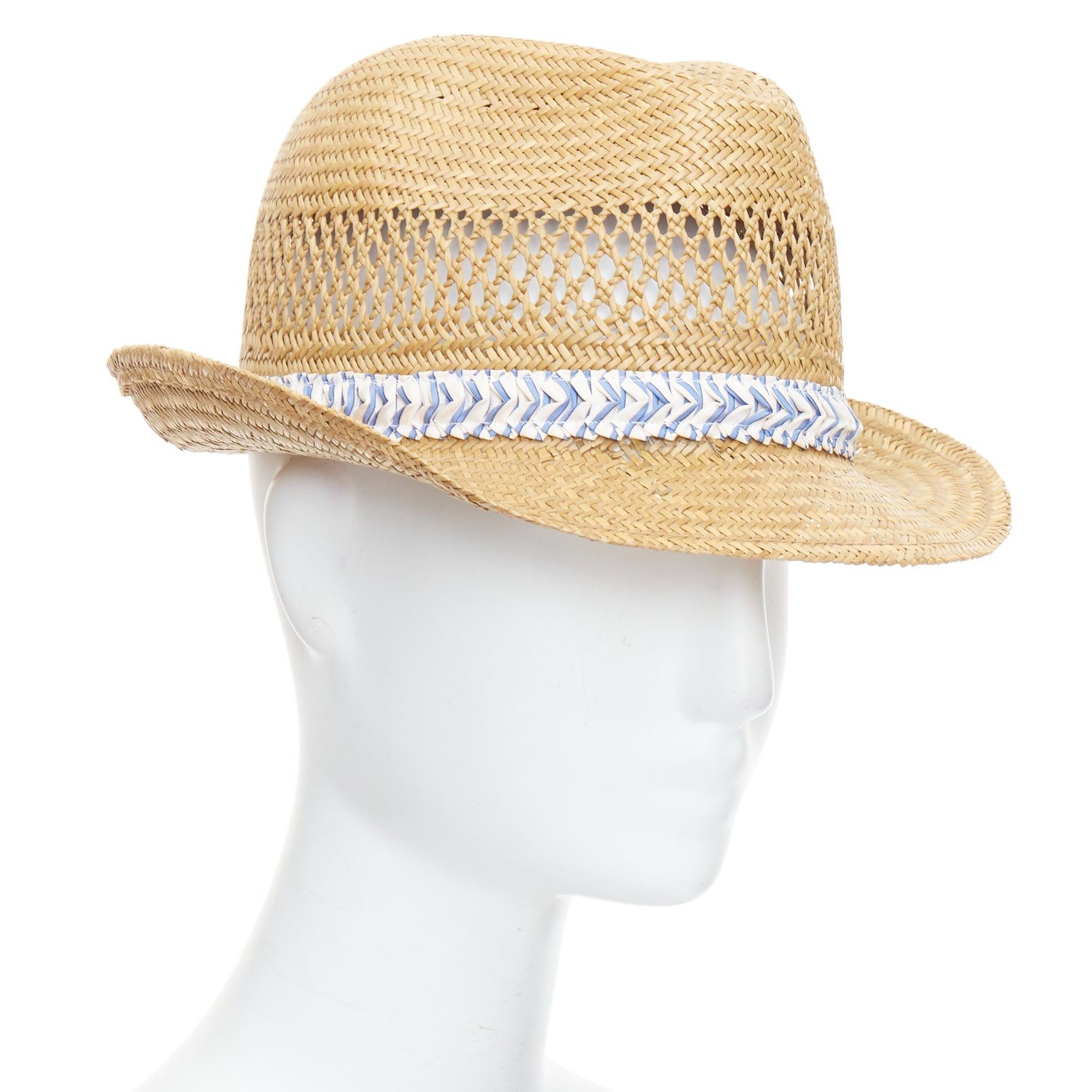 Comme des Garcons COMME DES GARCONS SHIRT 100% vegetable straw tan ribbon trim fedora hat Size ONE SIZE - 3 Thumbnail