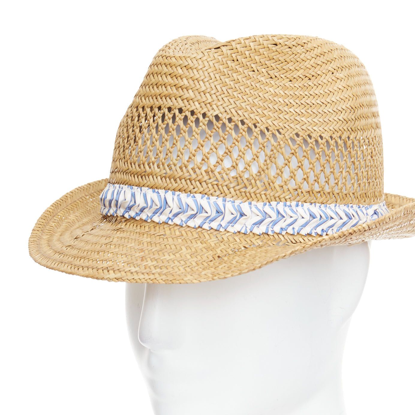 Comme des Garcons COMME DES GARCONS SHIRT 100% vegetable straw tan ribbon trim fedora hat Size ONE SIZE - 2 Thumbnail