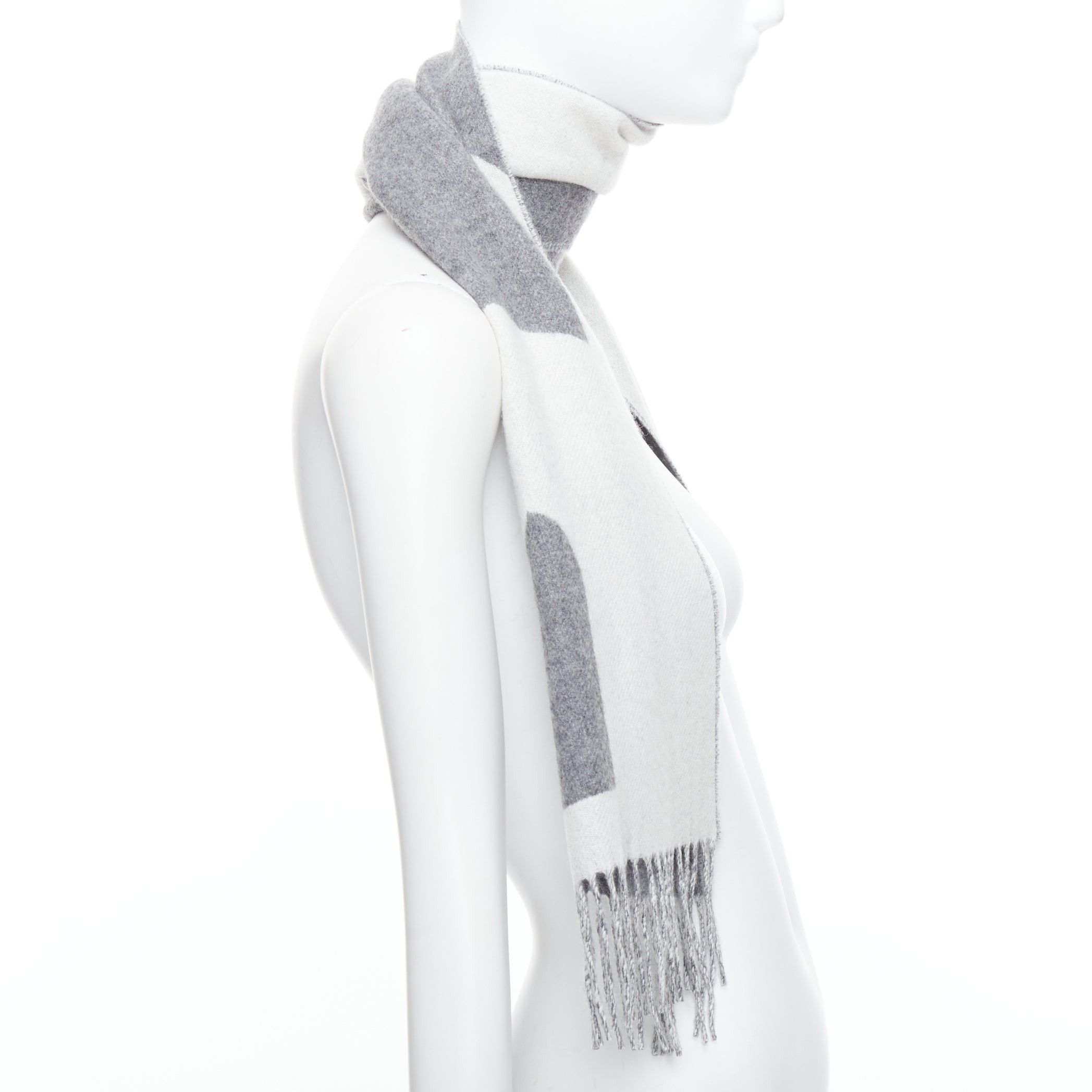 Hermes HERMES 100% cashmere abstract horse head fringe wool scarf Size ONE SIZE - 4 Thumbnail