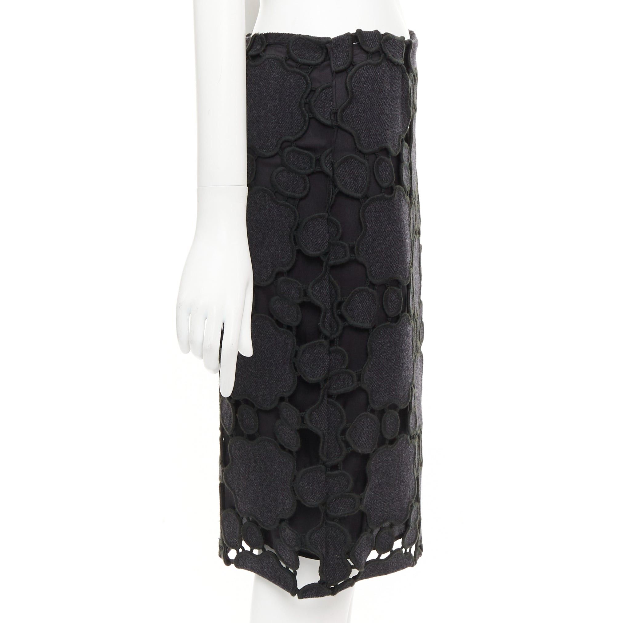 Miu Miu MIU MIU Vintage grey wool cloud cut out embroidery anglais skirt IT38 XS Size 26" / US 2 / IT 38 - 4 Thumbnail