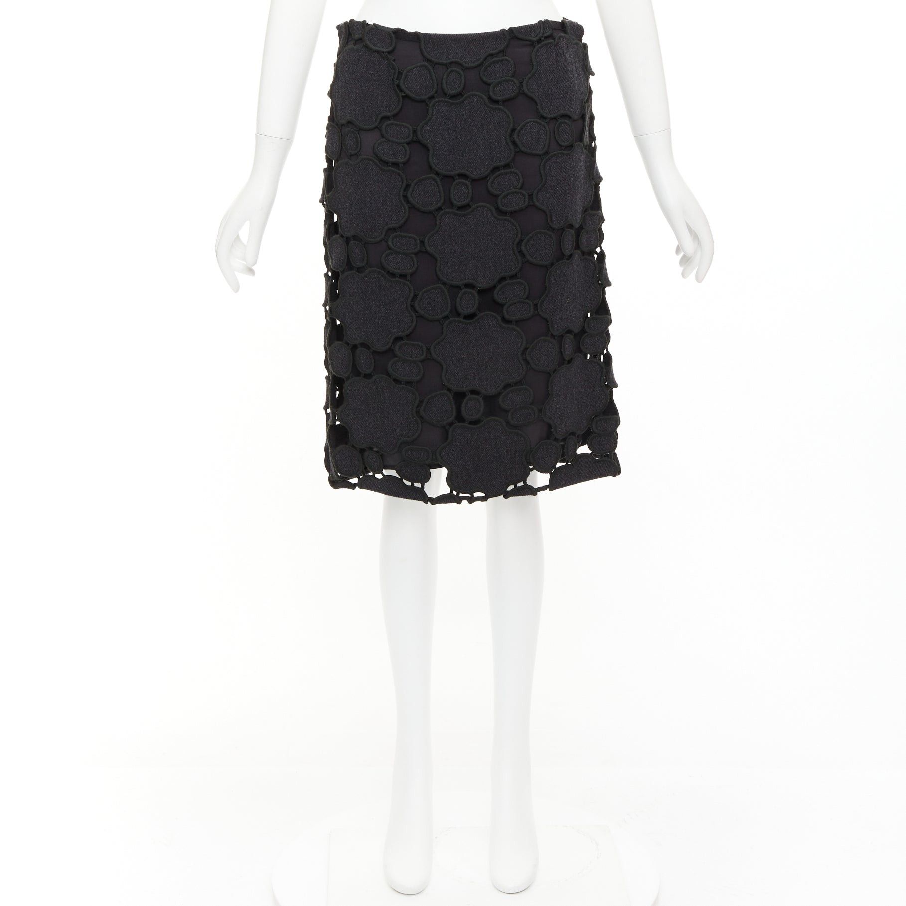 Miu Miu MIU MIU Vintage grey wool cloud cut out embroidery anglais skirt IT38 XS Size 26" / US 2 / IT 38 - 9 Thumbnail