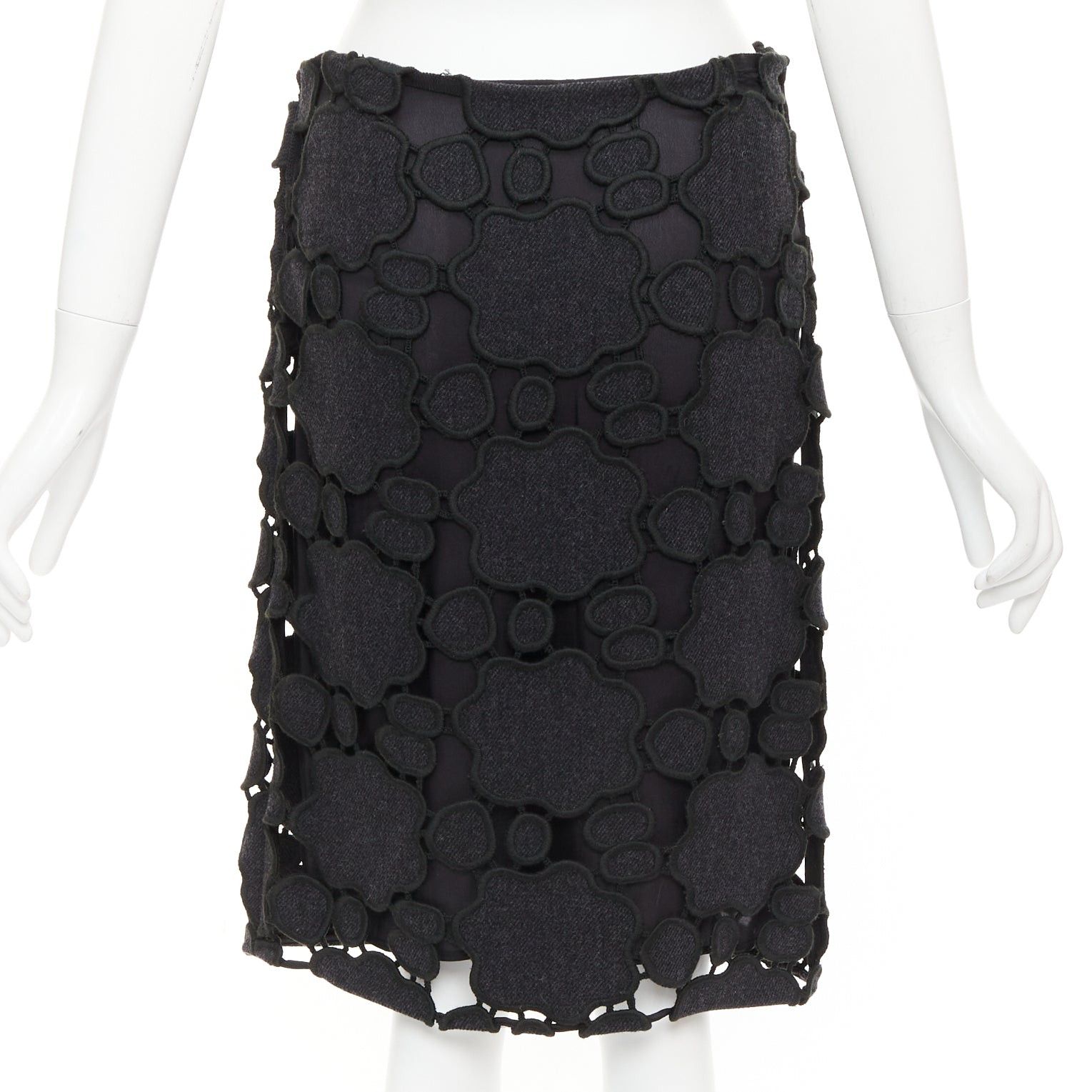 Miu Miu MIU MIU Vintage grey wool cloud cut out embroidery anglais skirt IT38 XS Size 26" / US 2 / IT 38 - 5 Thumbnail