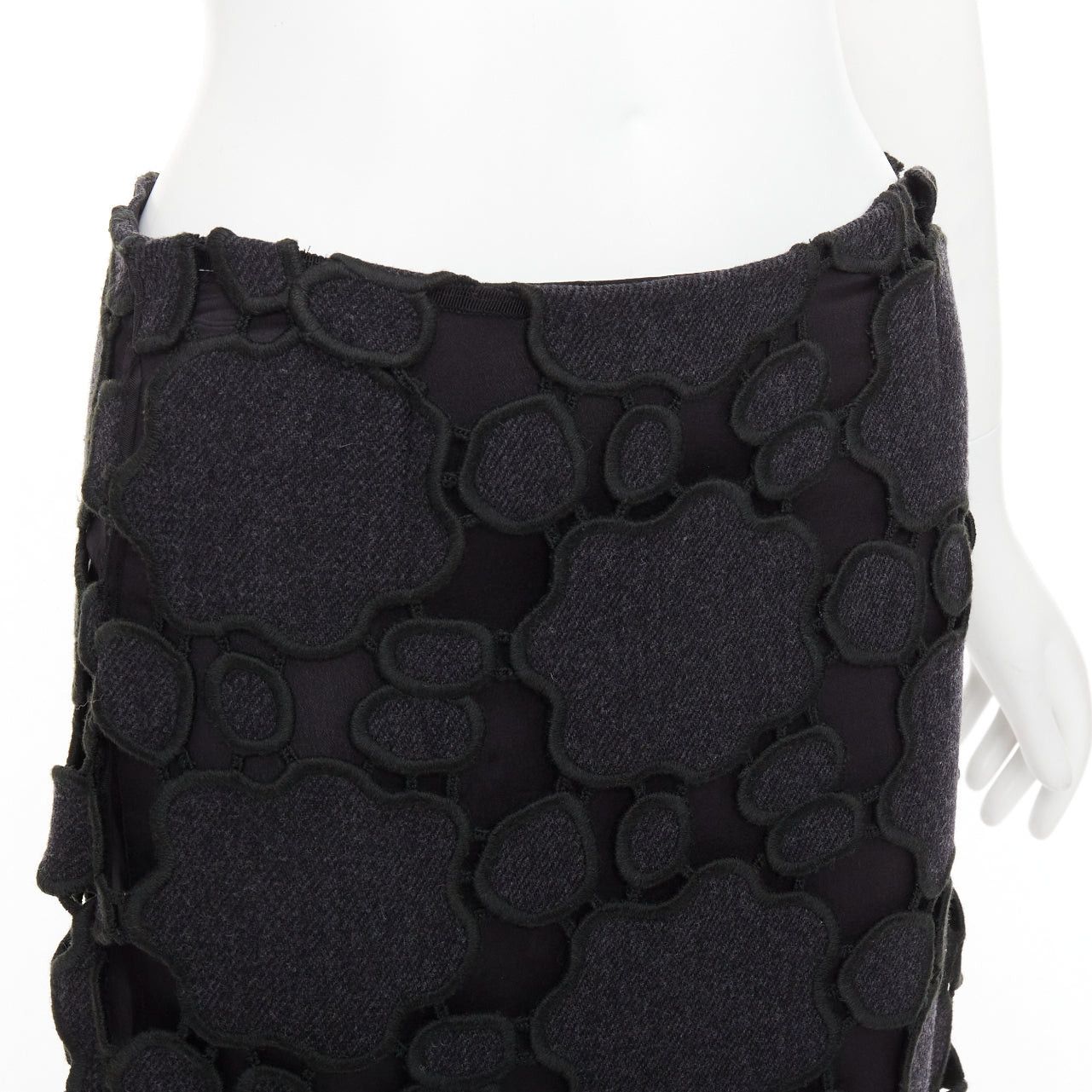Miu Miu MIU MIU Vintage grey wool cloud cut out embroidery anglais skirt IT38 XS Size 26" / US 2 / IT 38 - 2 Thumbnail