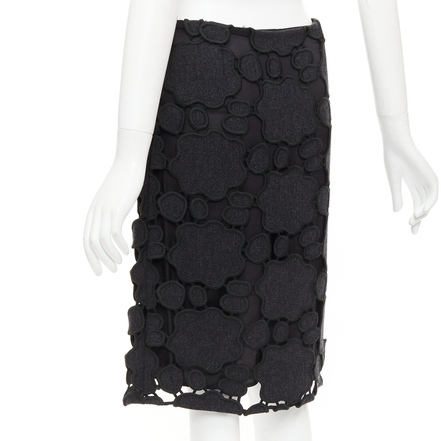 Miu Miu MIU MIU Vintage grey wool cloud cut out embroidery anglais skirt IT38 XS Size 26" / US 2 / IT 38 - 6 Thumbnail