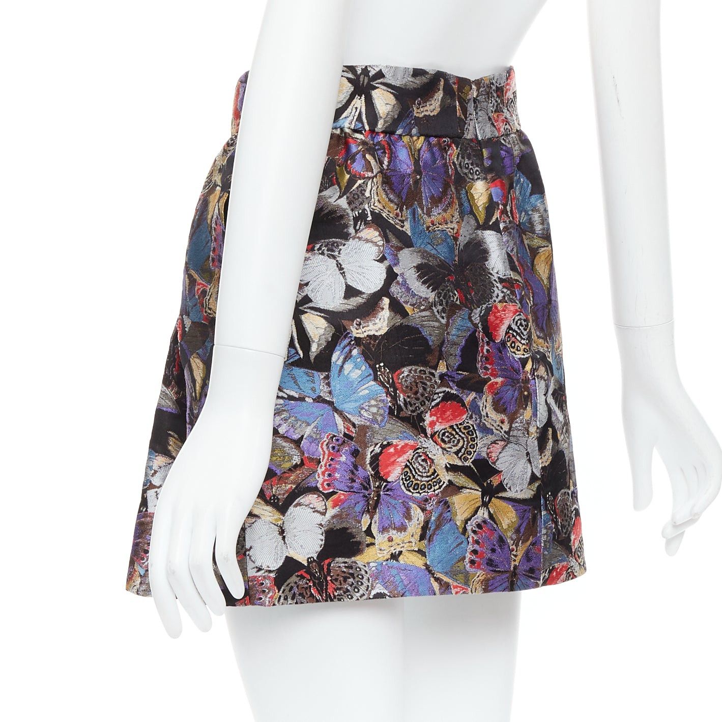 Valentino VALENTINO purple silk blend butterfly jacquard high waisted skirt IT38 XS Size 26" / US 2 / IT 38 - 6 Thumbnail