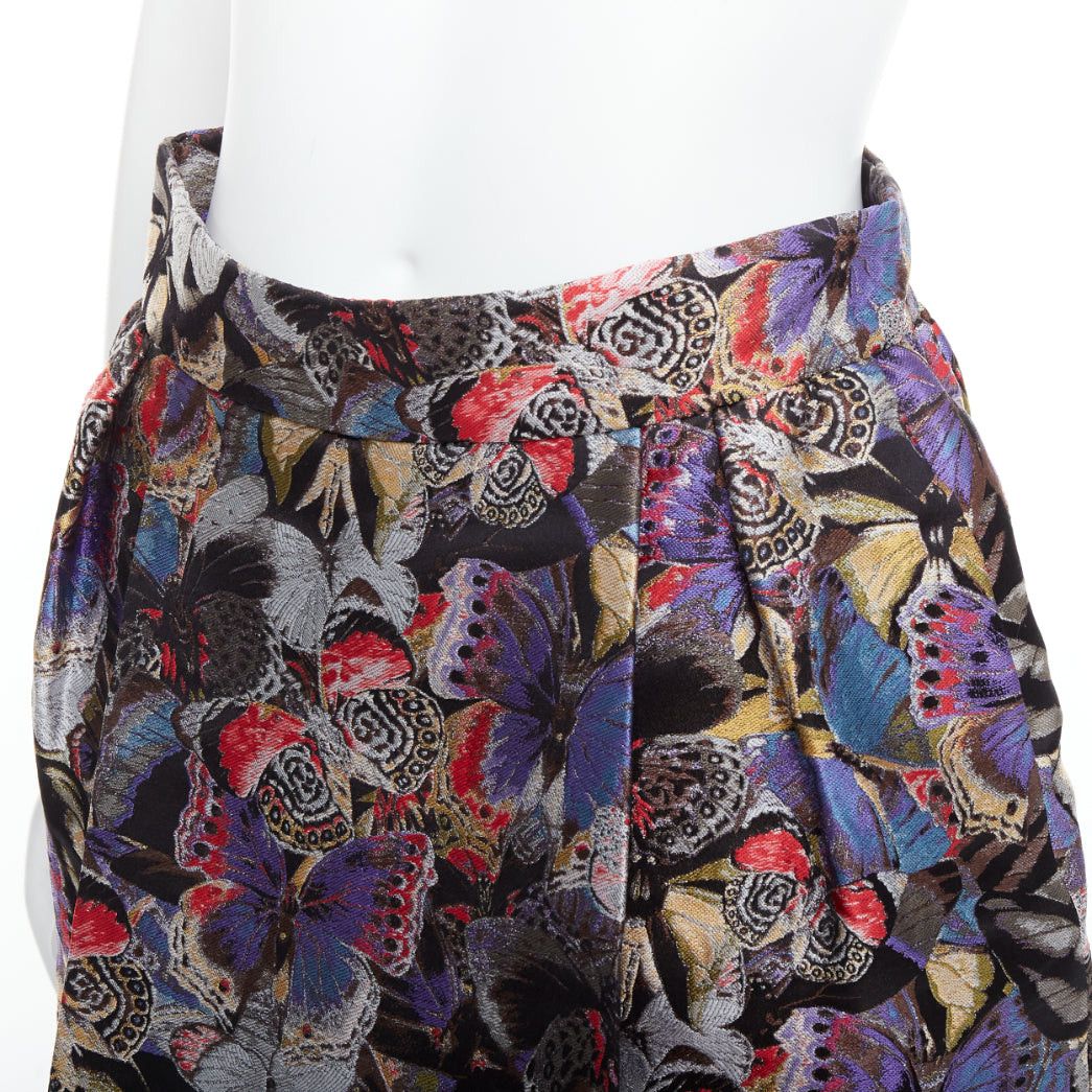 Valentino VALENTINO purple silk blend butterfly jacquard high waisted skirt IT38 XS Size 26" / US 2 / IT 38 - 7 Thumbnail