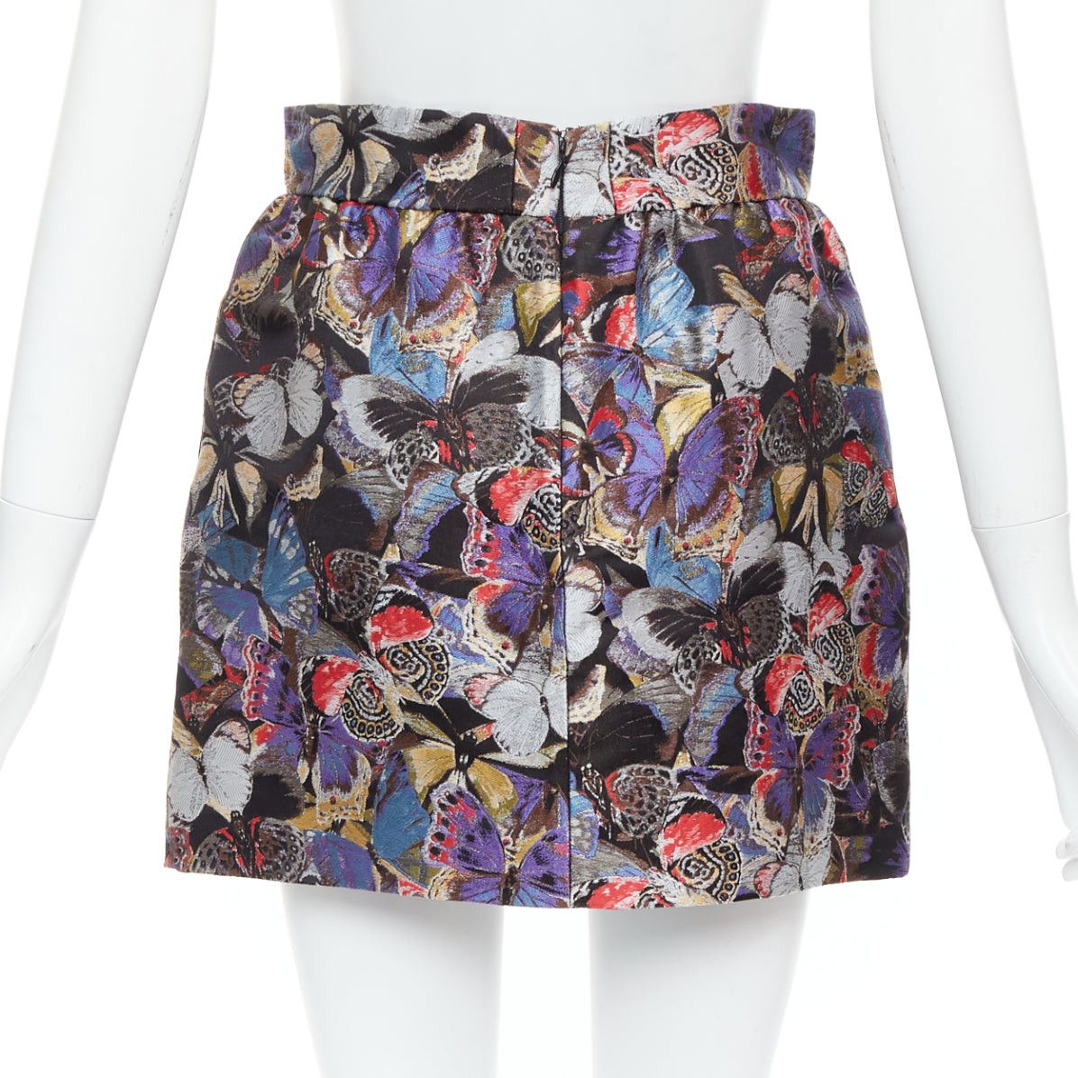 Valentino VALENTINO purple silk blend butterfly jacquard high waisted skirt IT38 XS Size 26" / US 2 / IT 38 - 5 Thumbnail
