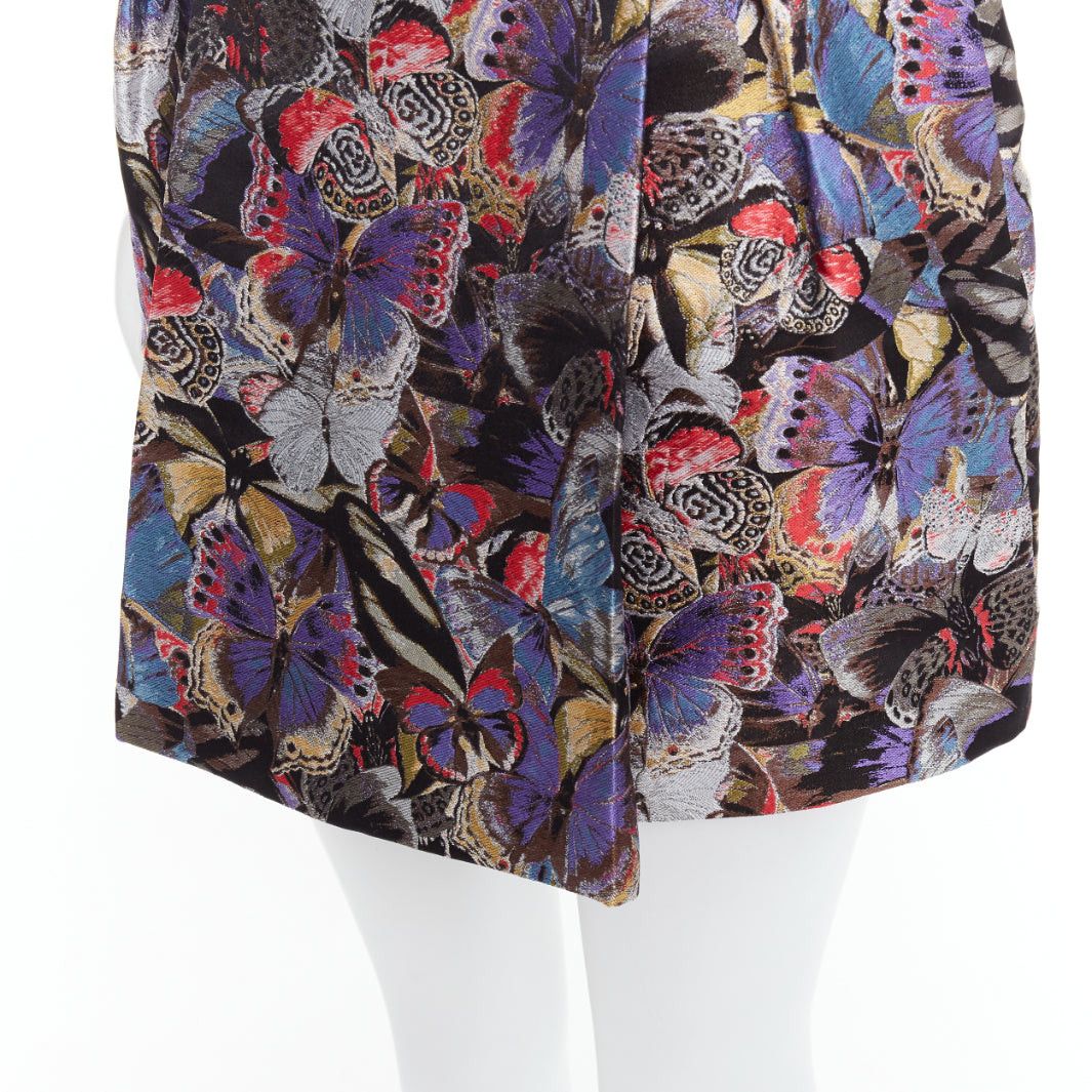 Valentino VALENTINO purple silk blend butterfly jacquard high waisted skirt IT38 XS Size 26" / US 2 / IT 38 - 2 Thumbnail