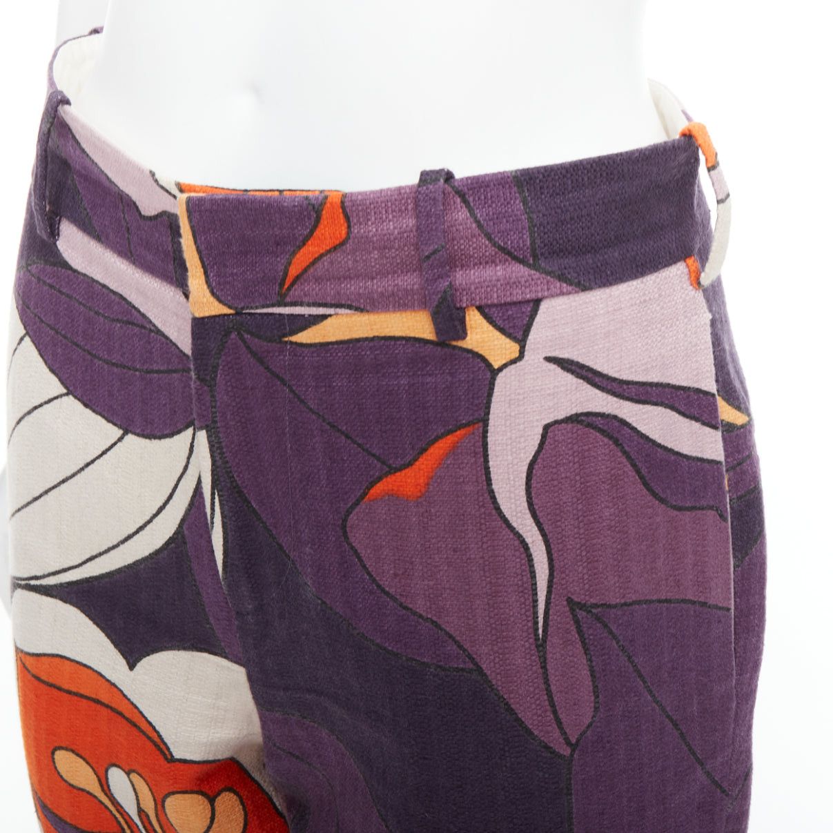 Marni MARNI purple orange floral 80s print bermuda capri shorts IT38 S Size 26" / US 2 / IT 38 - 2 Thumbnail