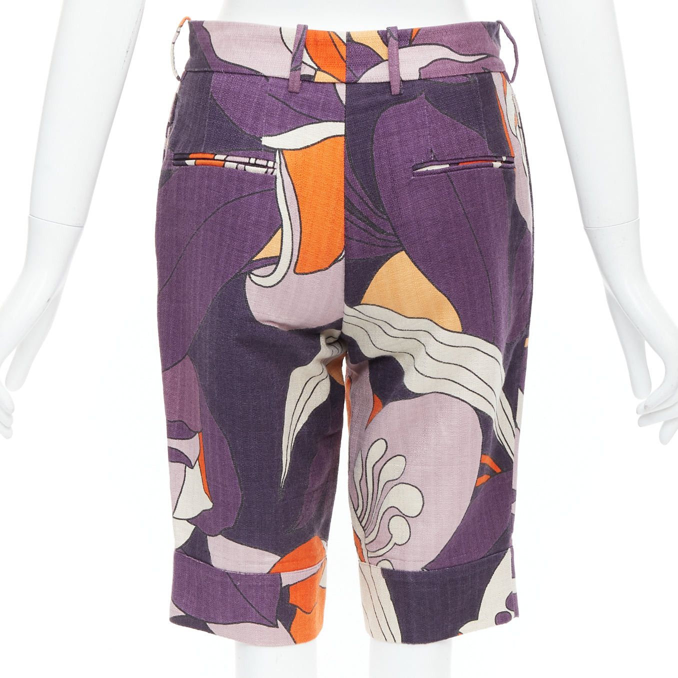 Marni MARNI purple orange floral 80s print bermuda capri shorts IT38 S Size 26" / US 2 / IT 38 - 5 Thumbnail