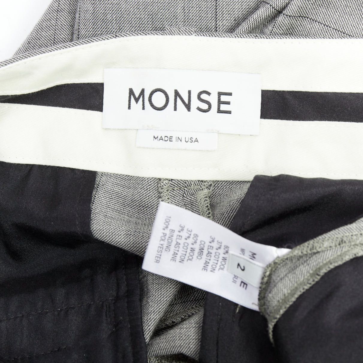MONSE MONSE grey wool contrast checkered turn up hem trousers US2 S Size 27" / US 4 / IT 40 - 7 Thumbnail