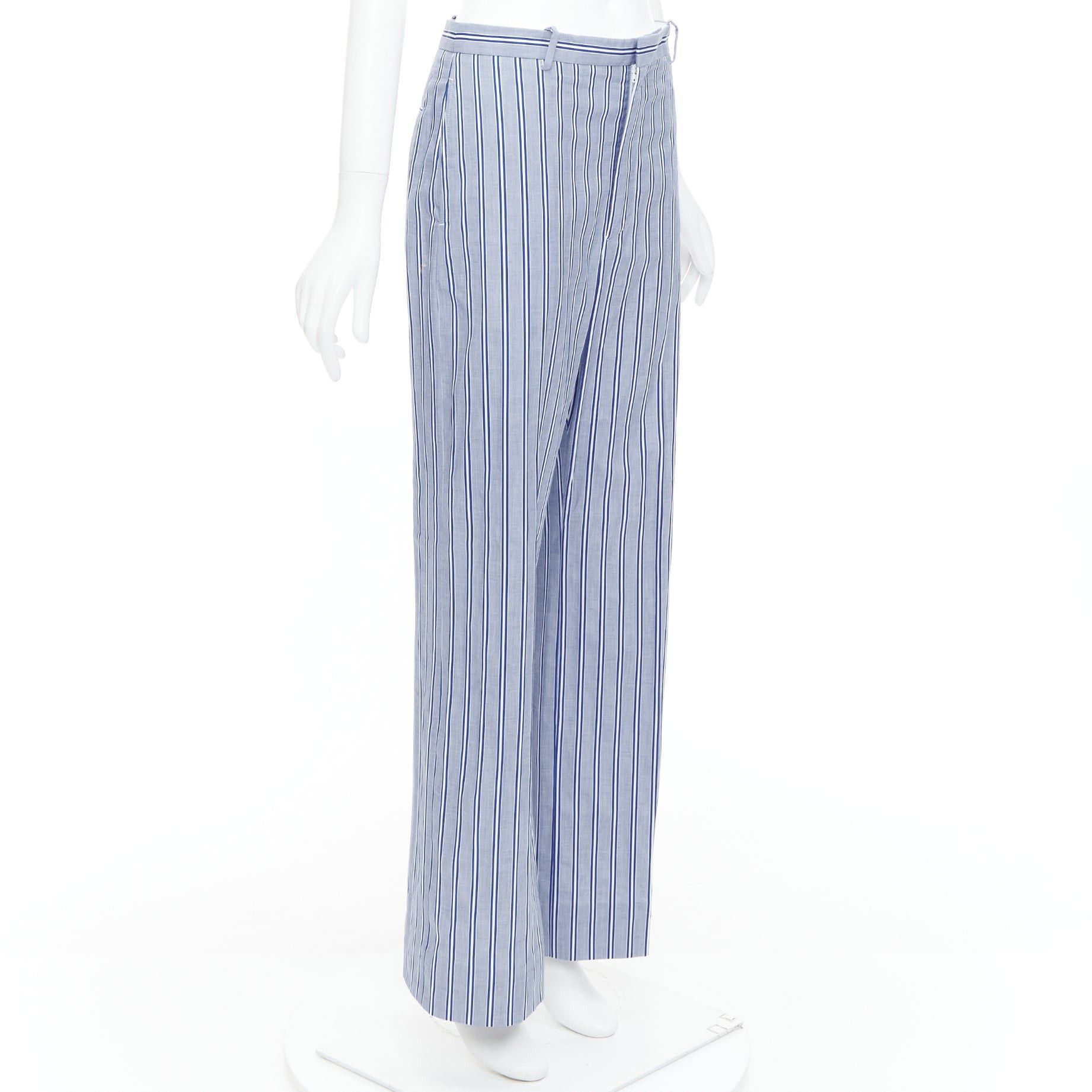 Balenciaga BALENCIAGA 2016 blue white striped cotton casual pajama pants FR34 XS Size 26" / US 2 / IT 38 - 3 Thumbnail