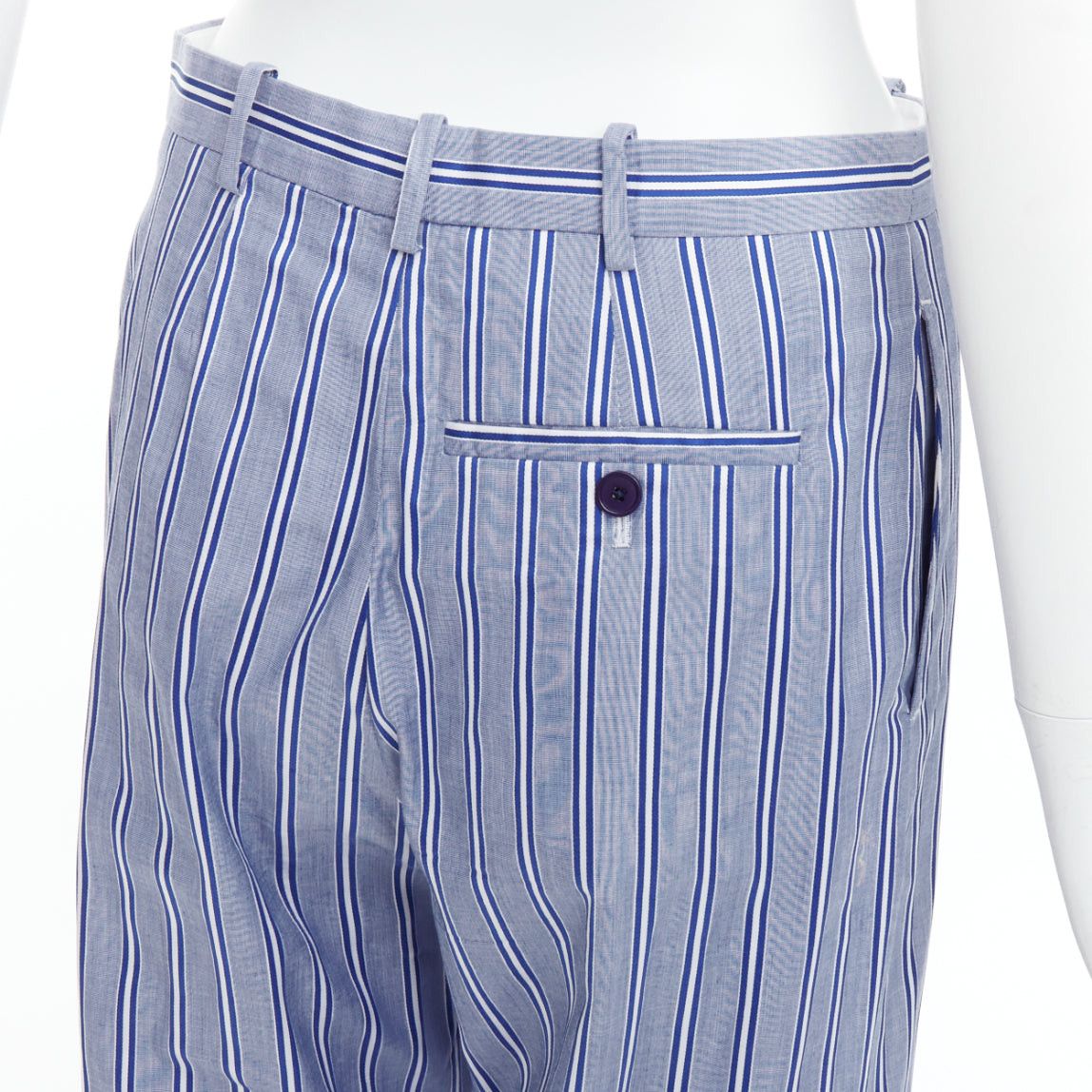 Balenciaga BALENCIAGA 2016 blue white striped cotton casual pajama pants FR34 XS Size 26" / US 2 / IT 38 - 2 Thumbnail