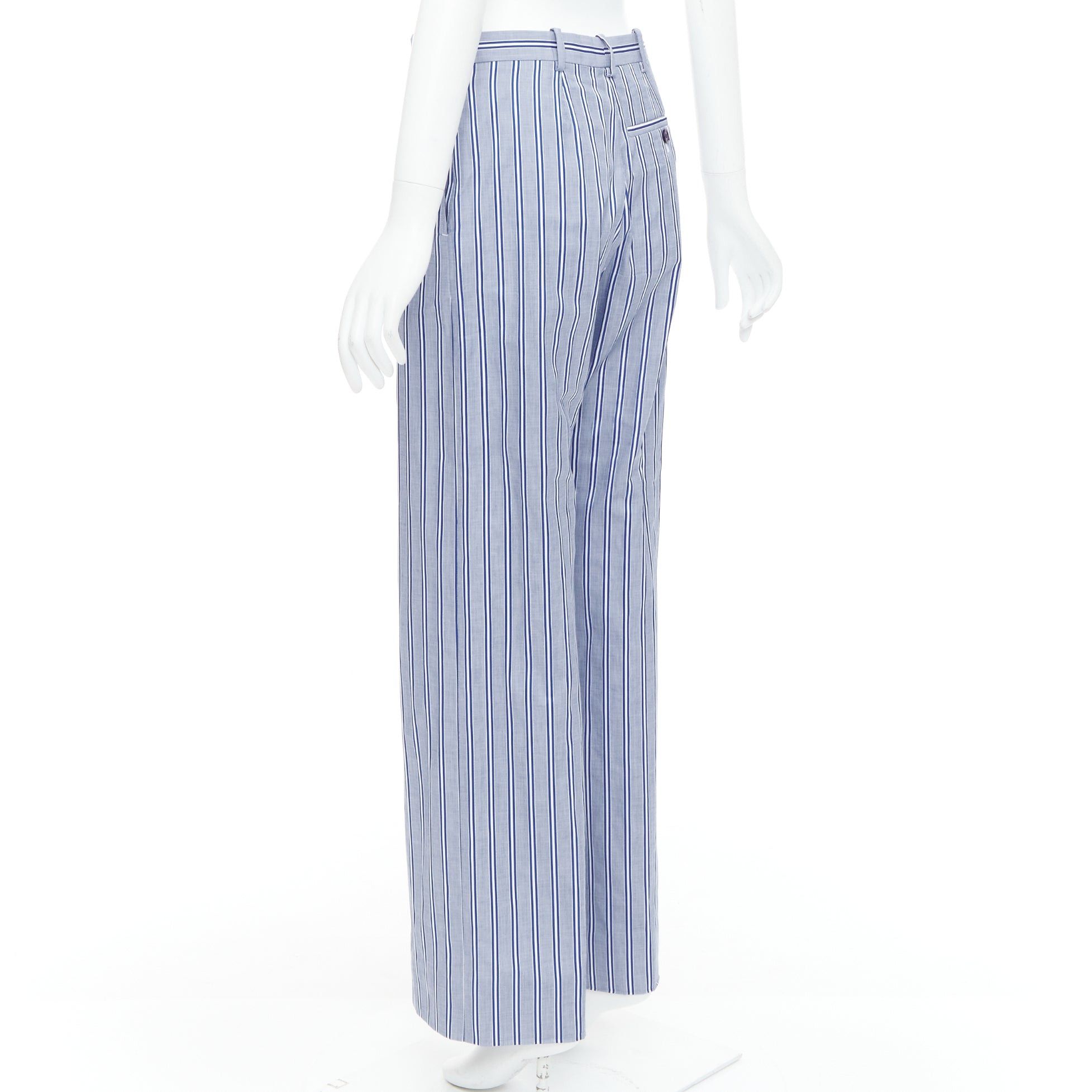 Balenciaga BALENCIAGA 2016 blue white striped cotton casual pajama pants FR34 XS Size 26" / US 2 / IT 38 - 6 Thumbnail