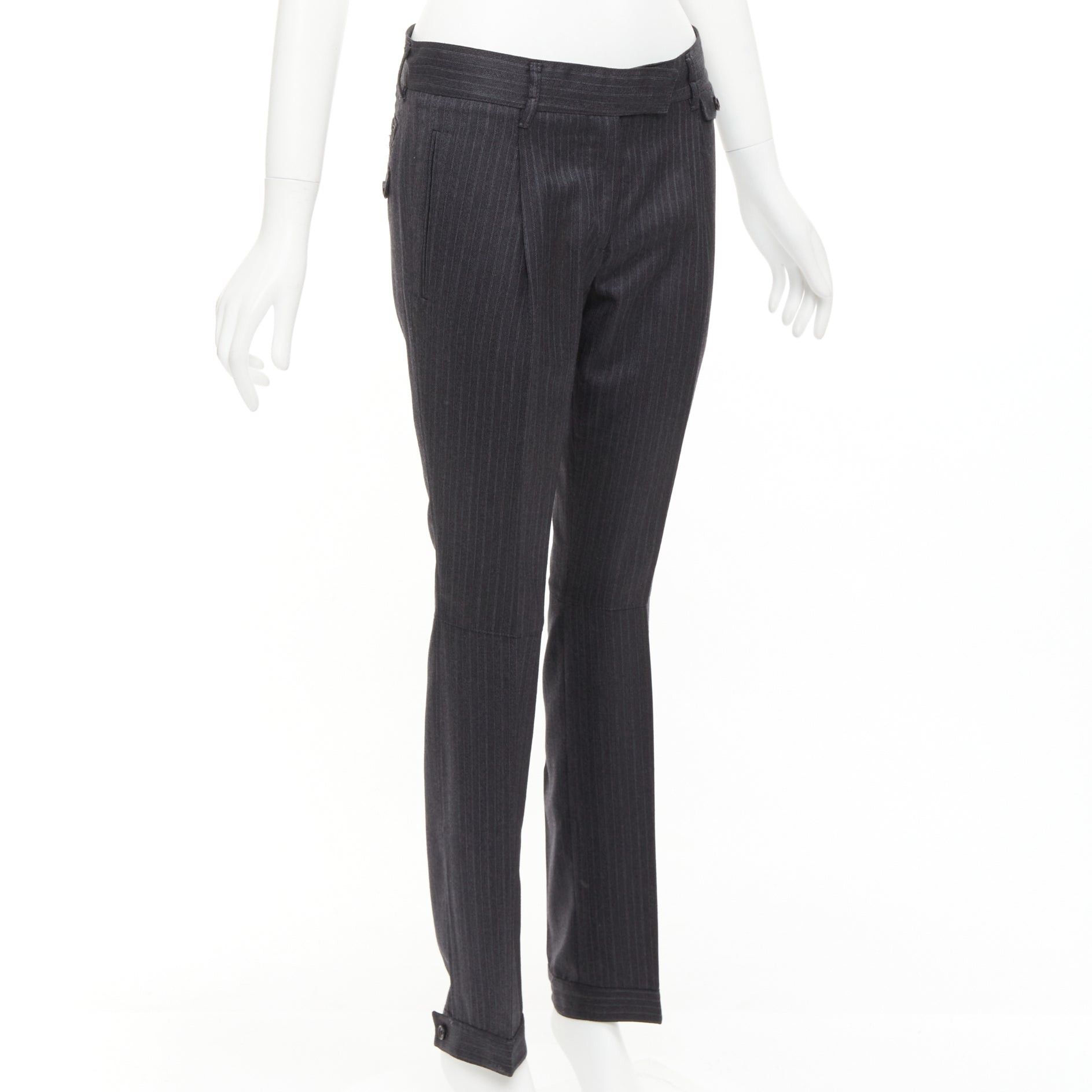 Prada PRADA 2006 100% wool grey pinstripe pleated cuffed pants IT38 XS Size 26" / US 2 / IT 38 - 3 Thumbnail