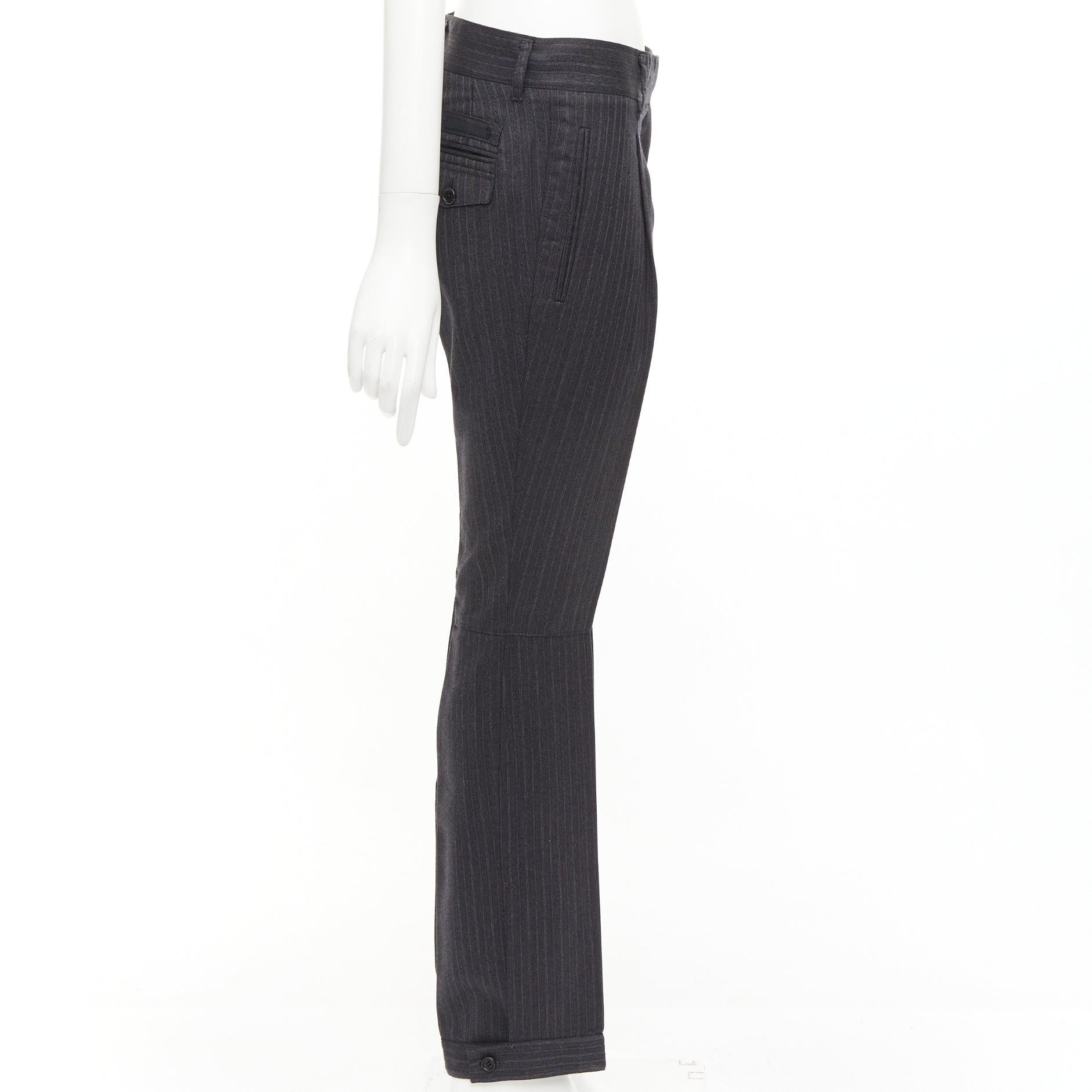 Prada PRADA 2006 100% wool grey pinstripe pleated cuffed pants IT38 XS Size 26" / US 2 / IT 38 - 4 Thumbnail