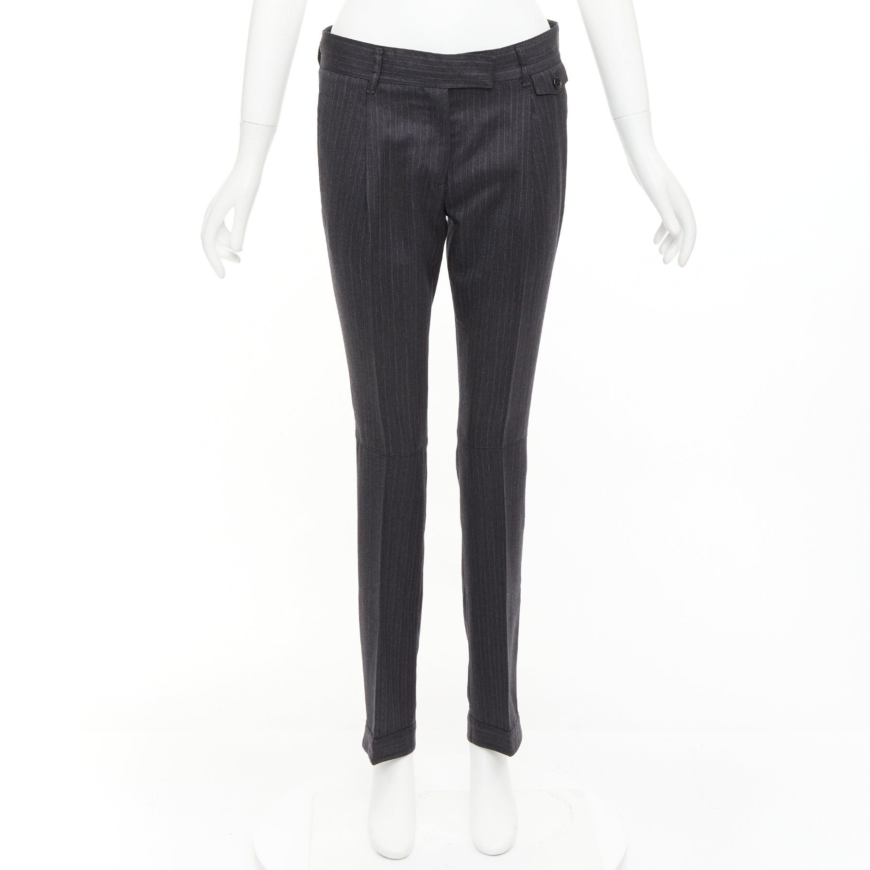 Prada PRADA 2006 100% wool grey pinstripe pleated cuffed pants IT38 XS Size 26" / US 2 / IT 38 - 9 Thumbnail