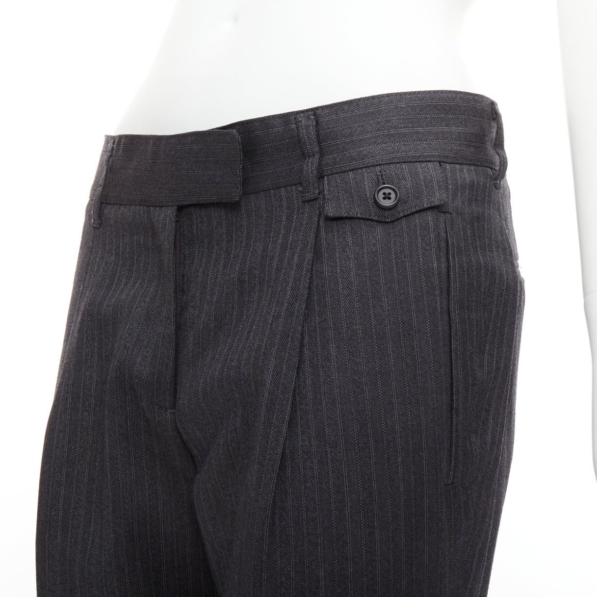 Prada PRADA 2006 100% wool grey pinstripe pleated cuffed pants IT38 XS Size 26" / US 2 / IT 38 - 2 Thumbnail