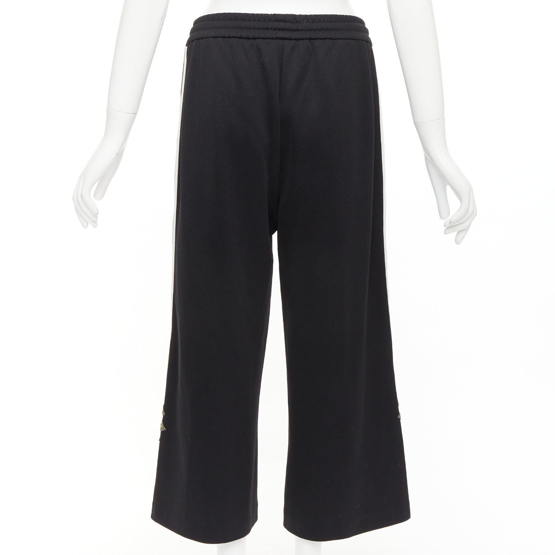 Gucci GUCCI black webbing floral patch zip pocket wide leg joggers Size 28" / US 6 / IT 42 - 5 Thumbnail