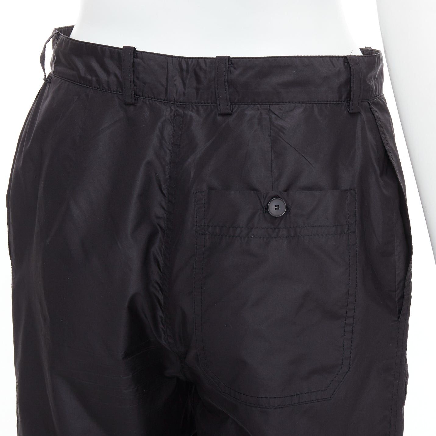 Dior CHRISTIAN DIOR 100% silk black button fly wide cargo pants FR36 S Size 27" / US 4 / IT 40 - 2 Thumbnail