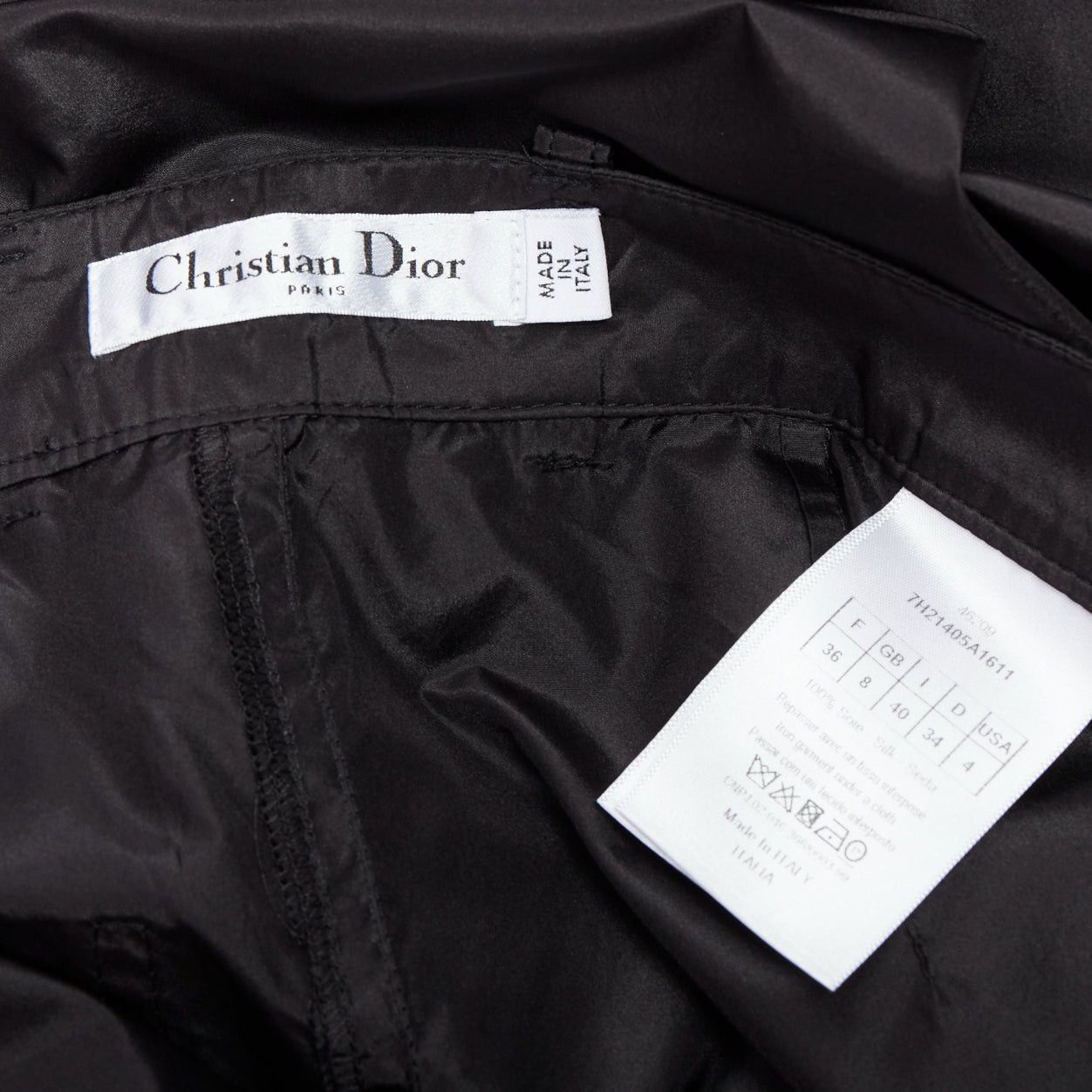 Dior CHRISTIAN DIOR 100% silk black button fly wide cargo pants FR36 S Size 27" / US 4 / IT 40 - 8 Thumbnail