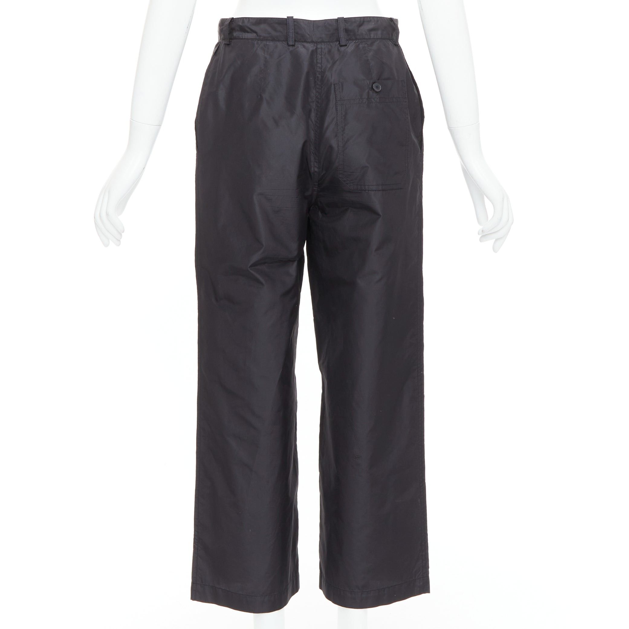 Dior CHRISTIAN DIOR 100% silk black button fly wide cargo pants FR36 S Size 27" / US 4 / IT 40 - 4 Thumbnail