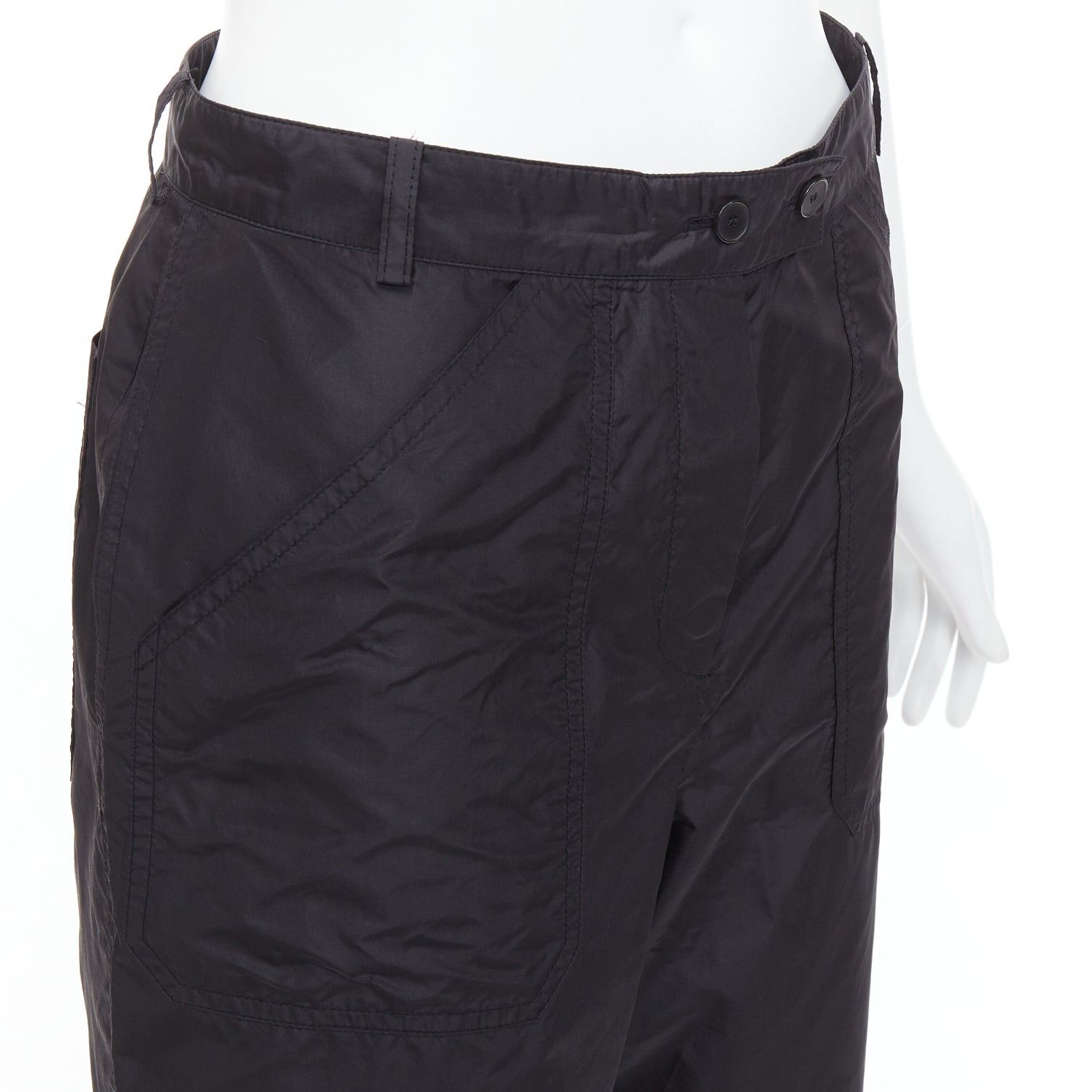 Dior CHRISTIAN DIOR 100% silk black button fly wide cargo pants FR36 S Size 27" / US 4 / IT 40 - 7 Thumbnail