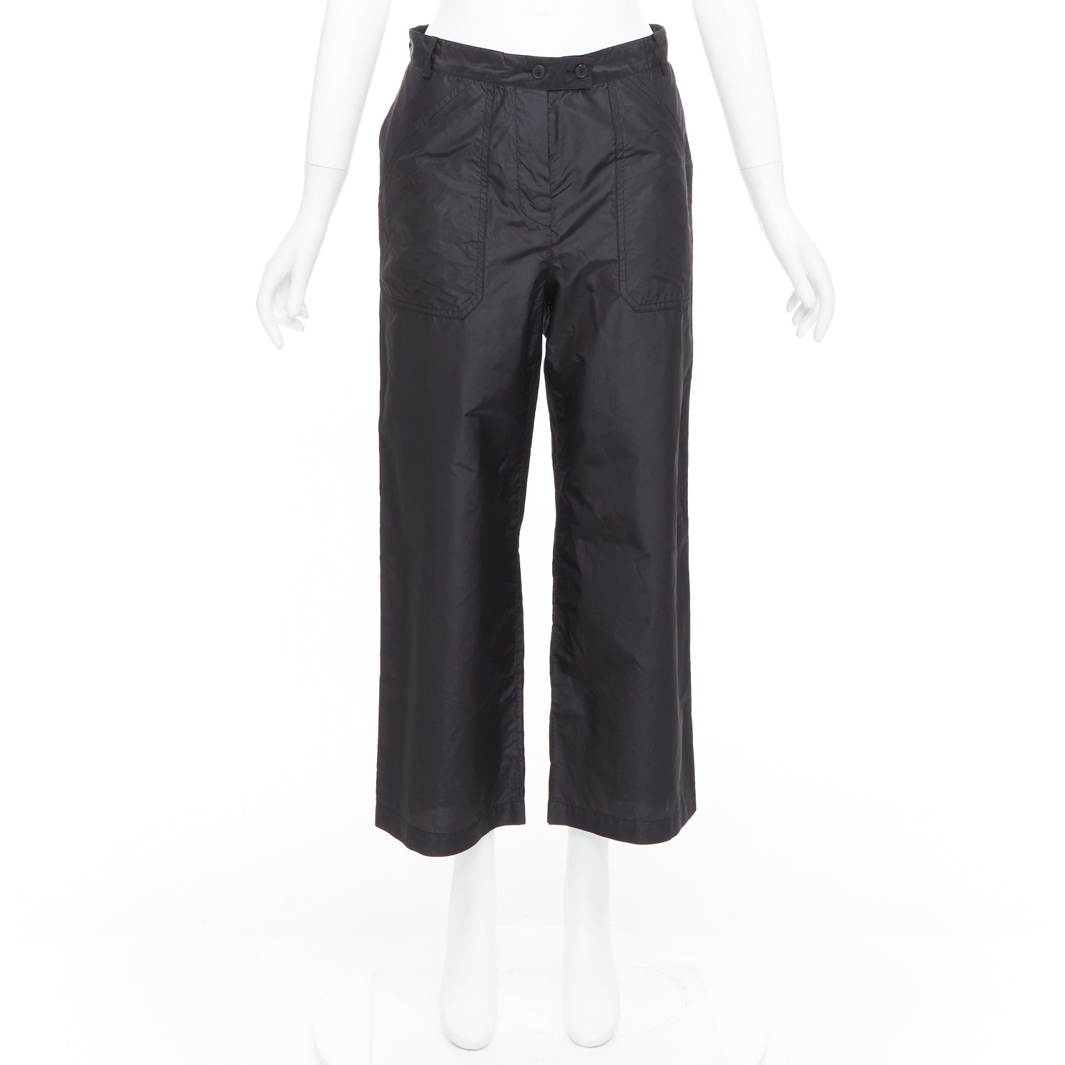 Dior CHRISTIAN DIOR 100% silk black button fly wide cargo pants FR36 S Size 27" / US 4 / IT 40 - 9 Thumbnail