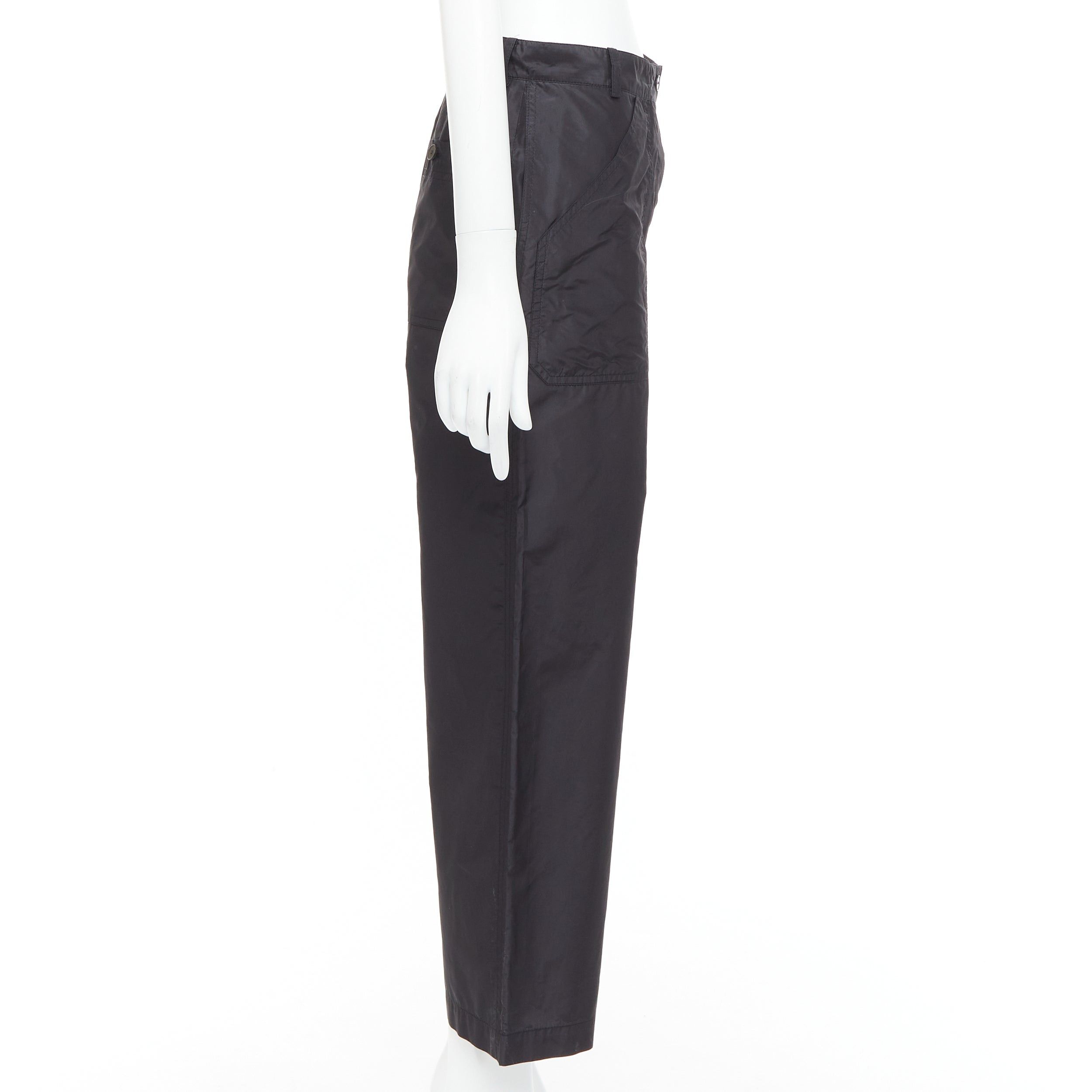 Dior CHRISTIAN DIOR 100% silk black button fly wide cargo pants FR36 S Size 27" / US 4 / IT 40 - 5 Thumbnail