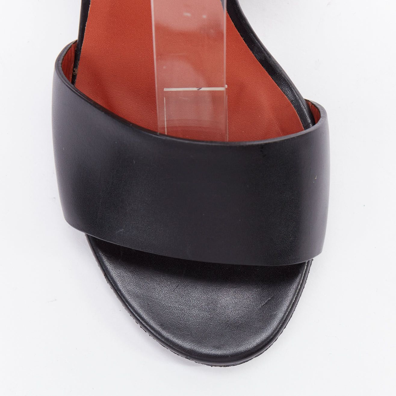 Acne Studios ACNE STUDIOS Obin metallic orange bark heel black leather sandals EU37 Size US 7 / IT 37 - 6 Thumbnail