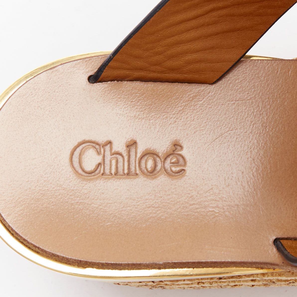 Chloe CHLOE navy leather brown cork platform wedge sandals EU37 Size US 7 / IT 37 - 9 Thumbnail