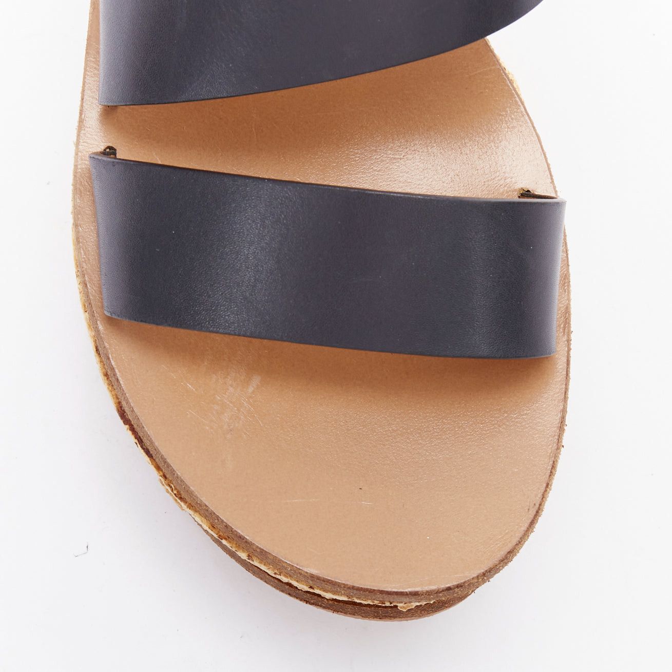Chloe CHLOE navy leather brown cork platform wedge sandals EU37 Size US 7 / IT 37 - 6 Thumbnail
