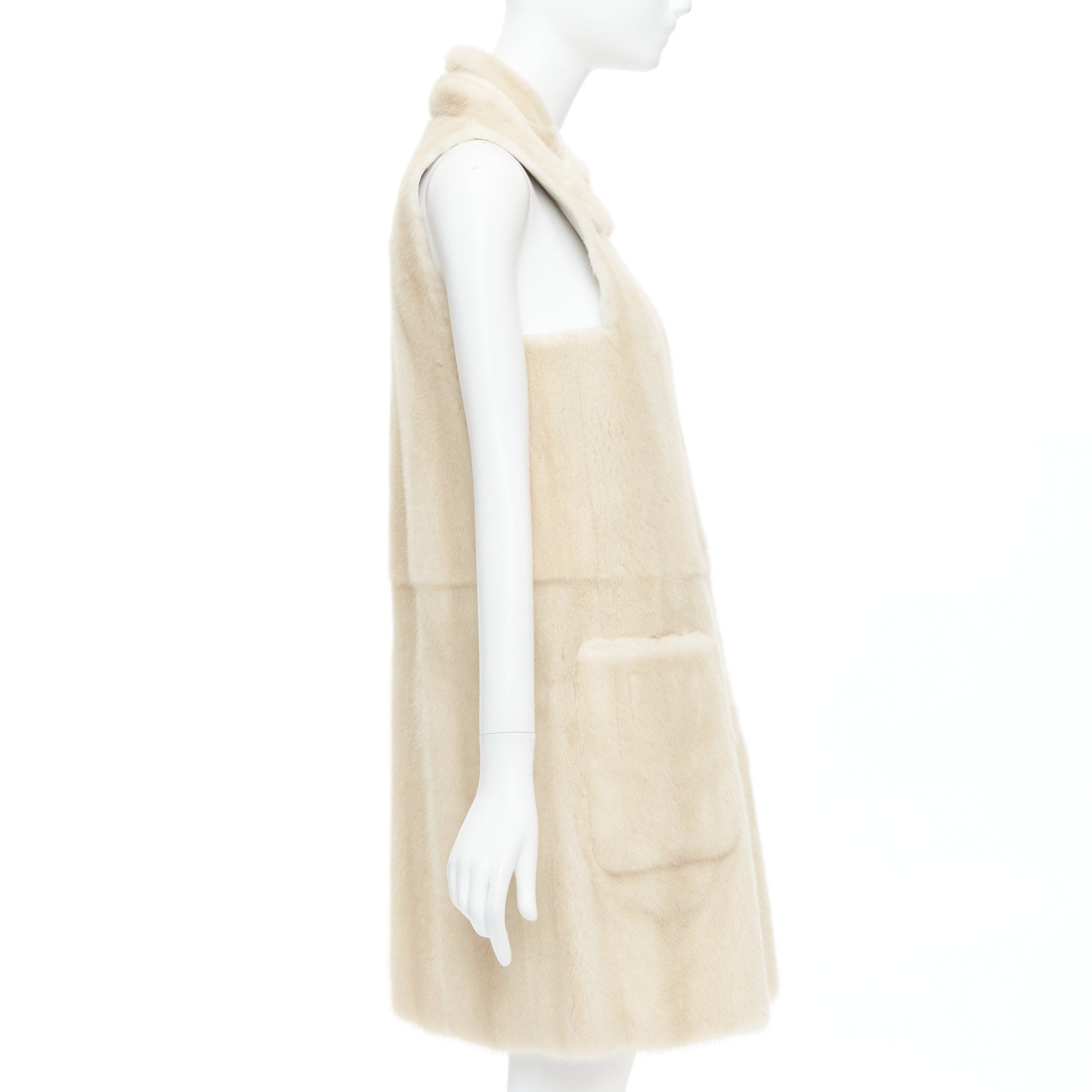 Fendi FENDI Reversible beige fur champagne gold leather metallic vest coat IT36 XXS Size XS / US 0-2 / IT 36-38 - 5 Thumbnail
