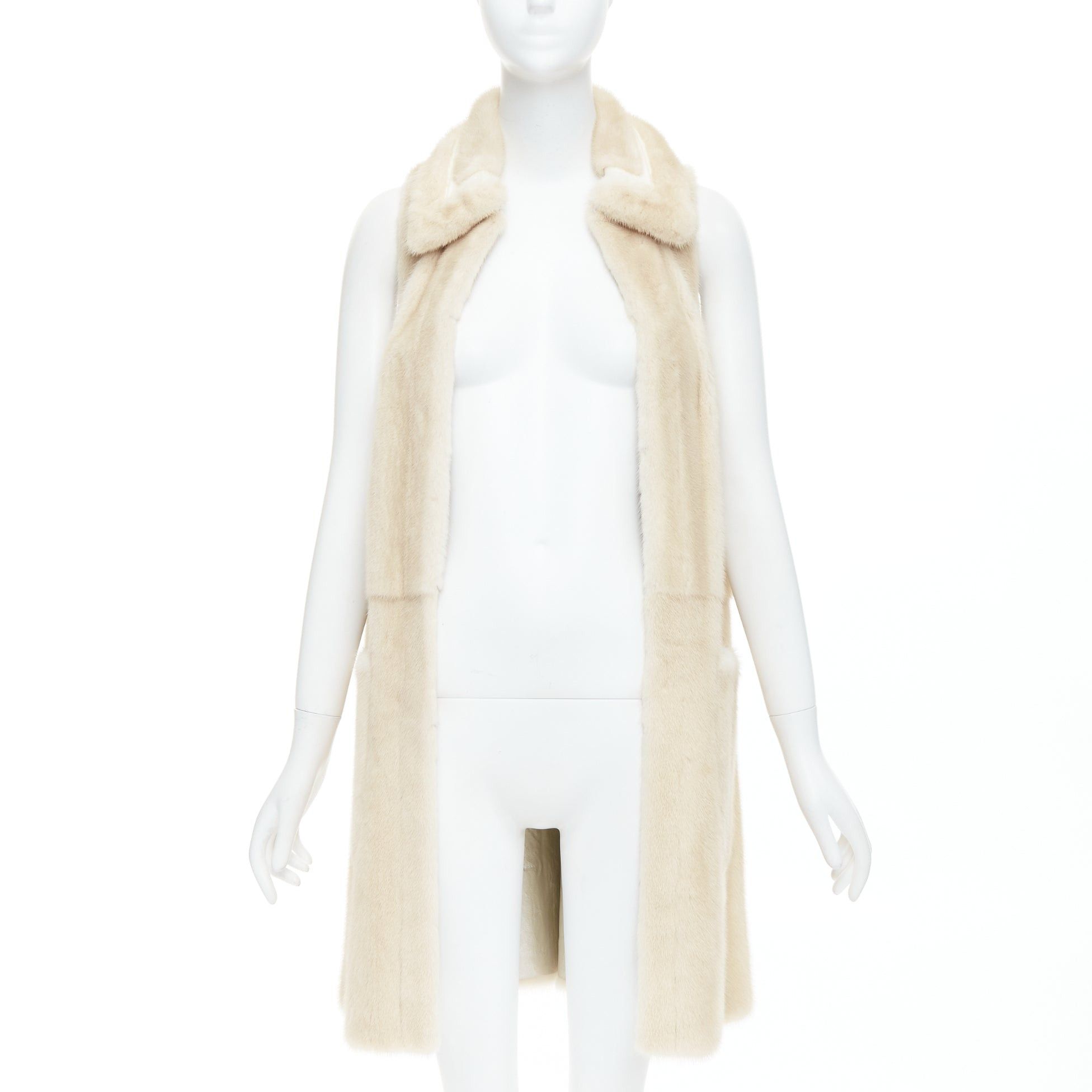 Fendi FENDI Reversible beige fur champagne gold leather metallic vest coat IT36 XXS Size XS / US 0-2 / IT 36-38 - 3 Thumbnail