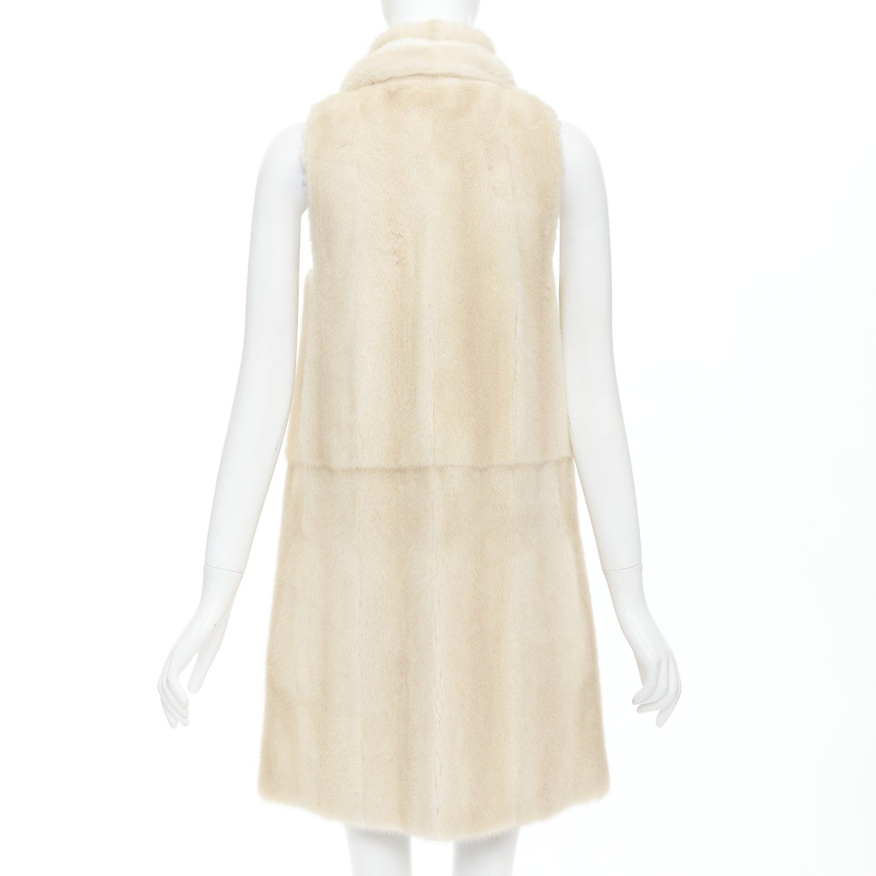 Fendi FENDI Reversible beige fur champagne gold leather metallic vest coat IT36 XXS Size XS / US 0-2 / IT 36-38 - 6 Thumbnail